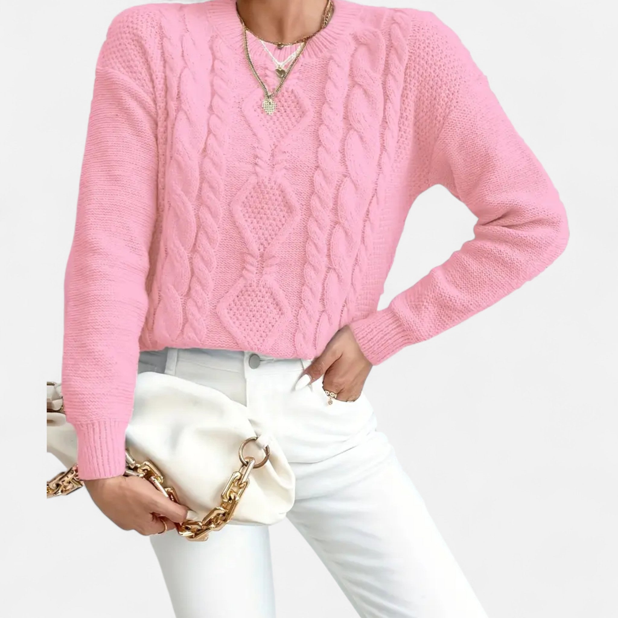 Pull en Coton et Acrylique Femme – Maille Épaisse et Col Rond Intemporel