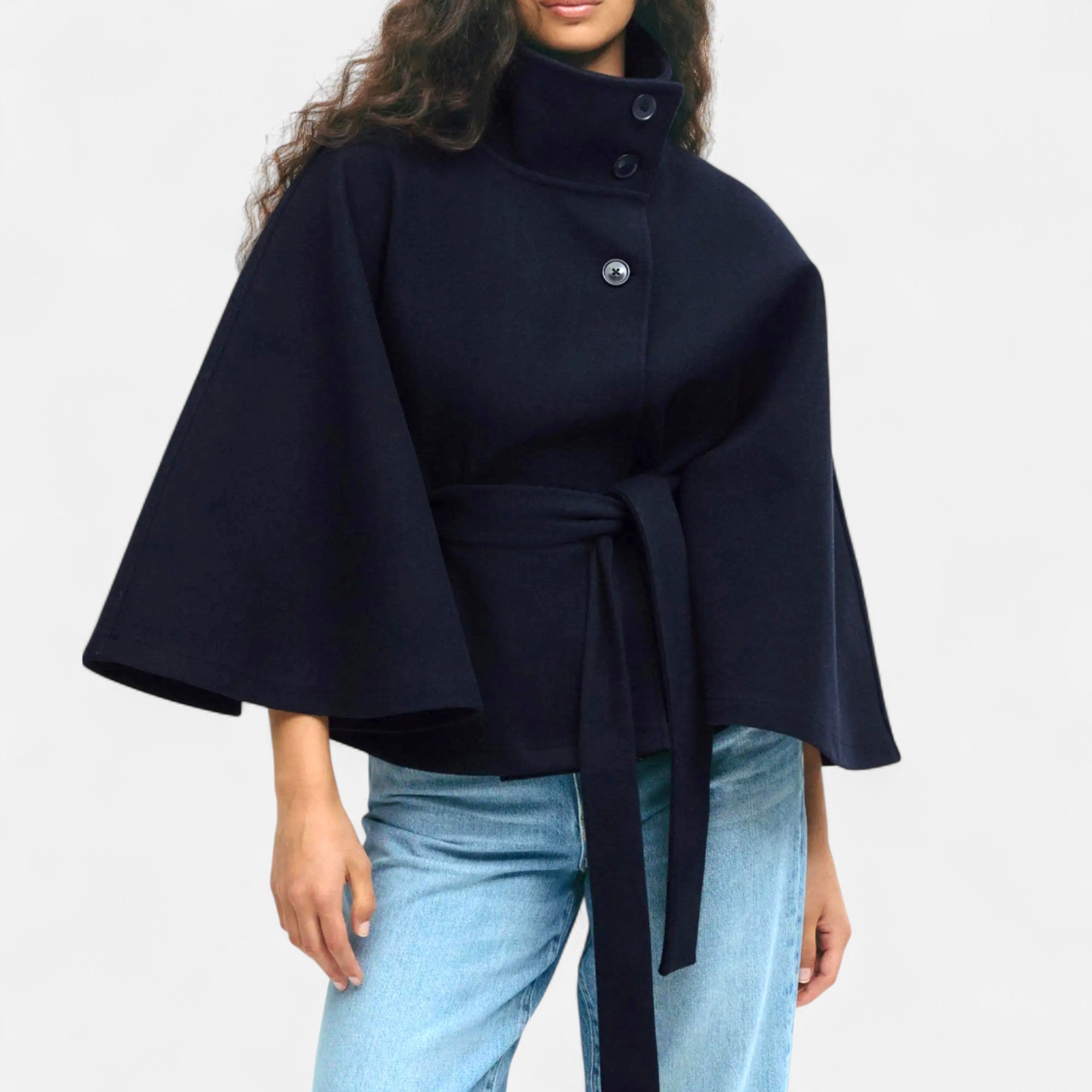 Ancienne Monde | Vintage High Collar Belted Cape for Women