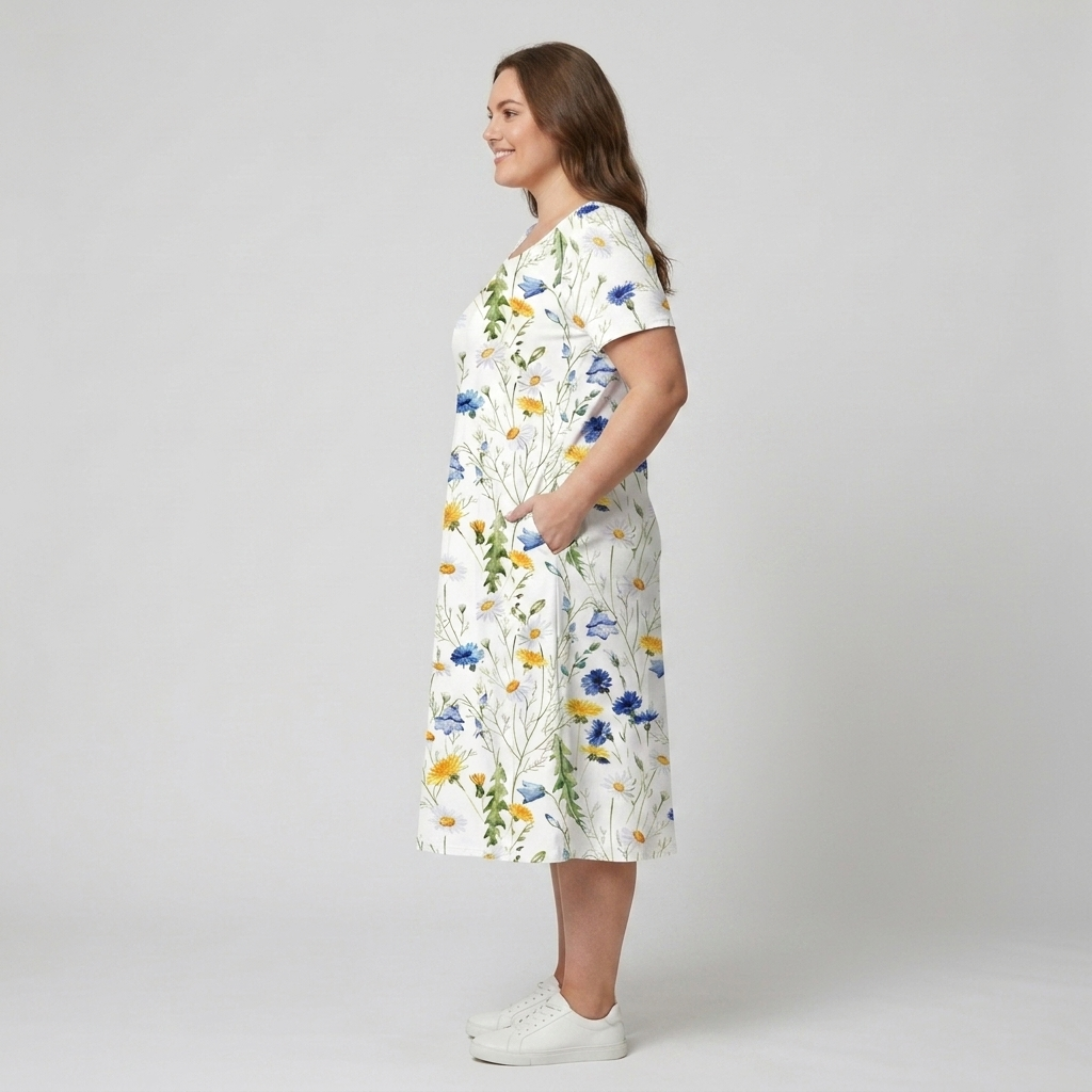 Robe mi-longue imprimée décontractée