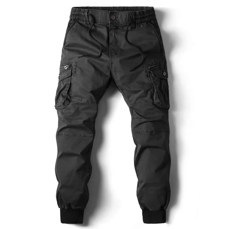Pantalón jogger de algodón para hombre – bolsillos cargo y cintura elástica ajustable