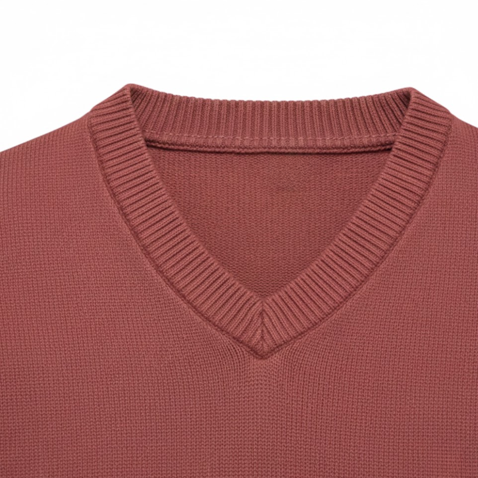 Men's V-Neck Sweater in Plain Black Cotton