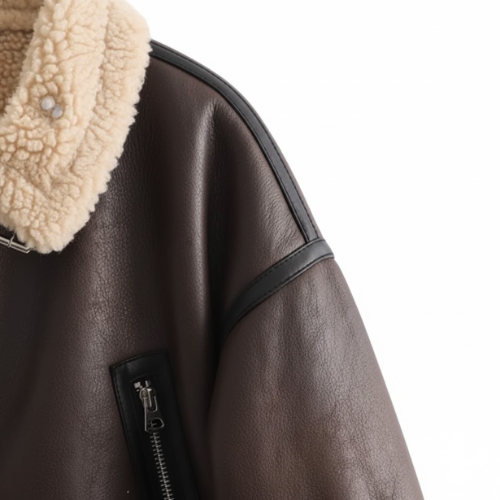 Veste Courte Femme Ample et Polyvalente Doublée de Fourrure