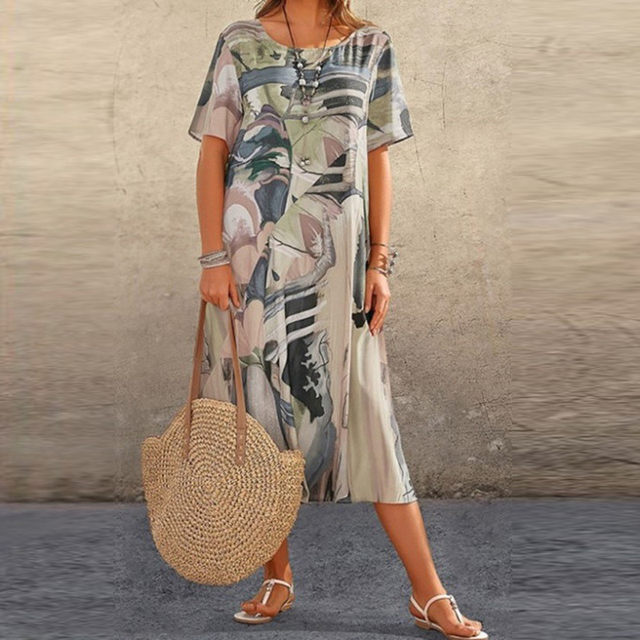 Robe Évasée à Motifs