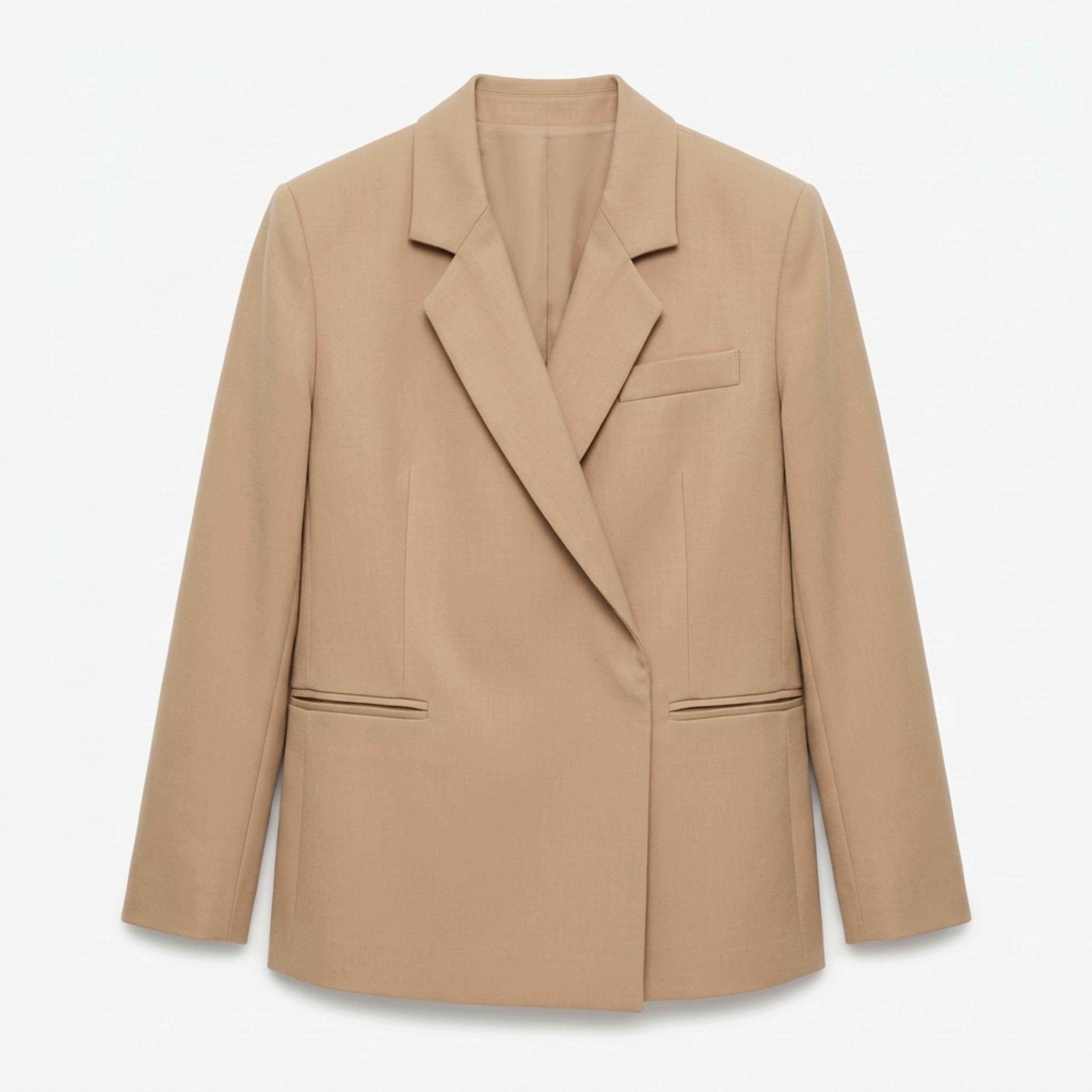 Women's Polyester Blazer – Side Slit and Concealed Buckle, Loose Fit