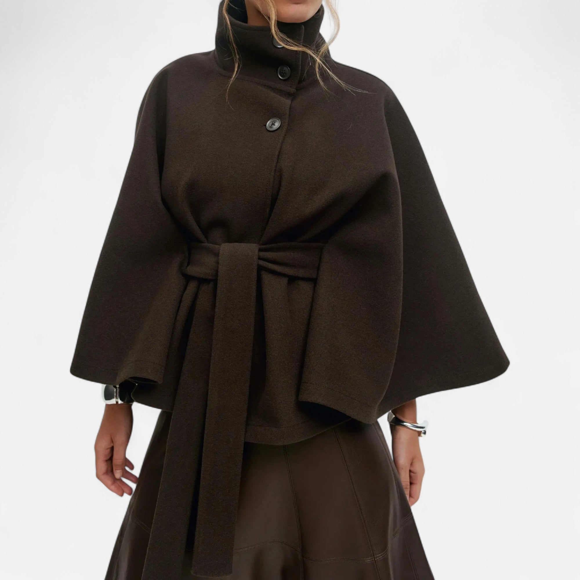 Ancienne Monde | Vintage High Collar Belted Cape for Women