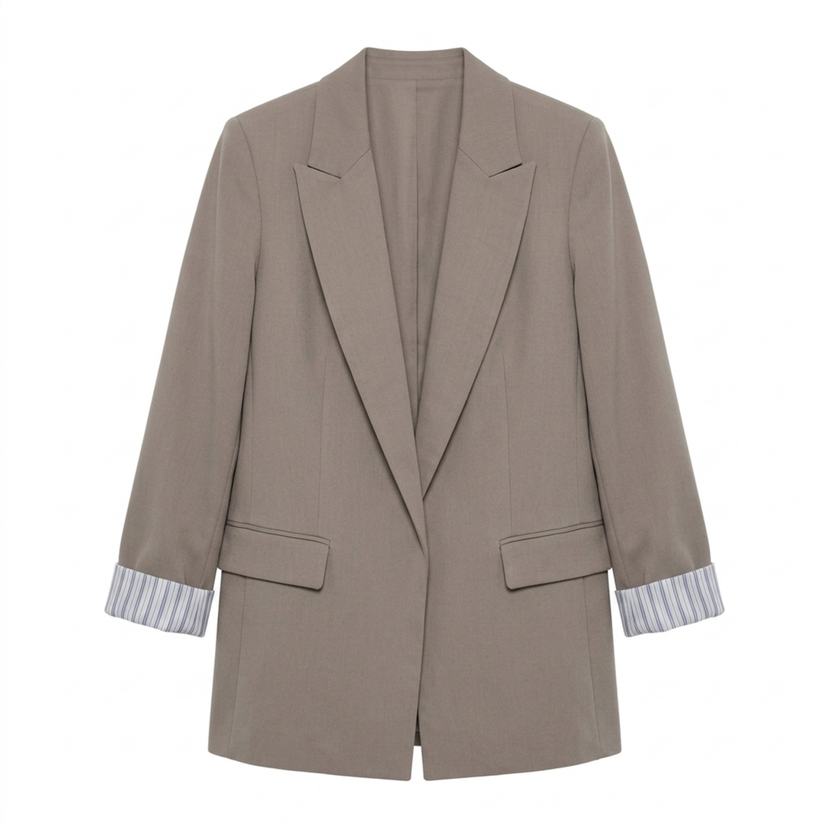 Women’s Polyester Blazer – Open Front with Pockets, Relaxed Loose Fit