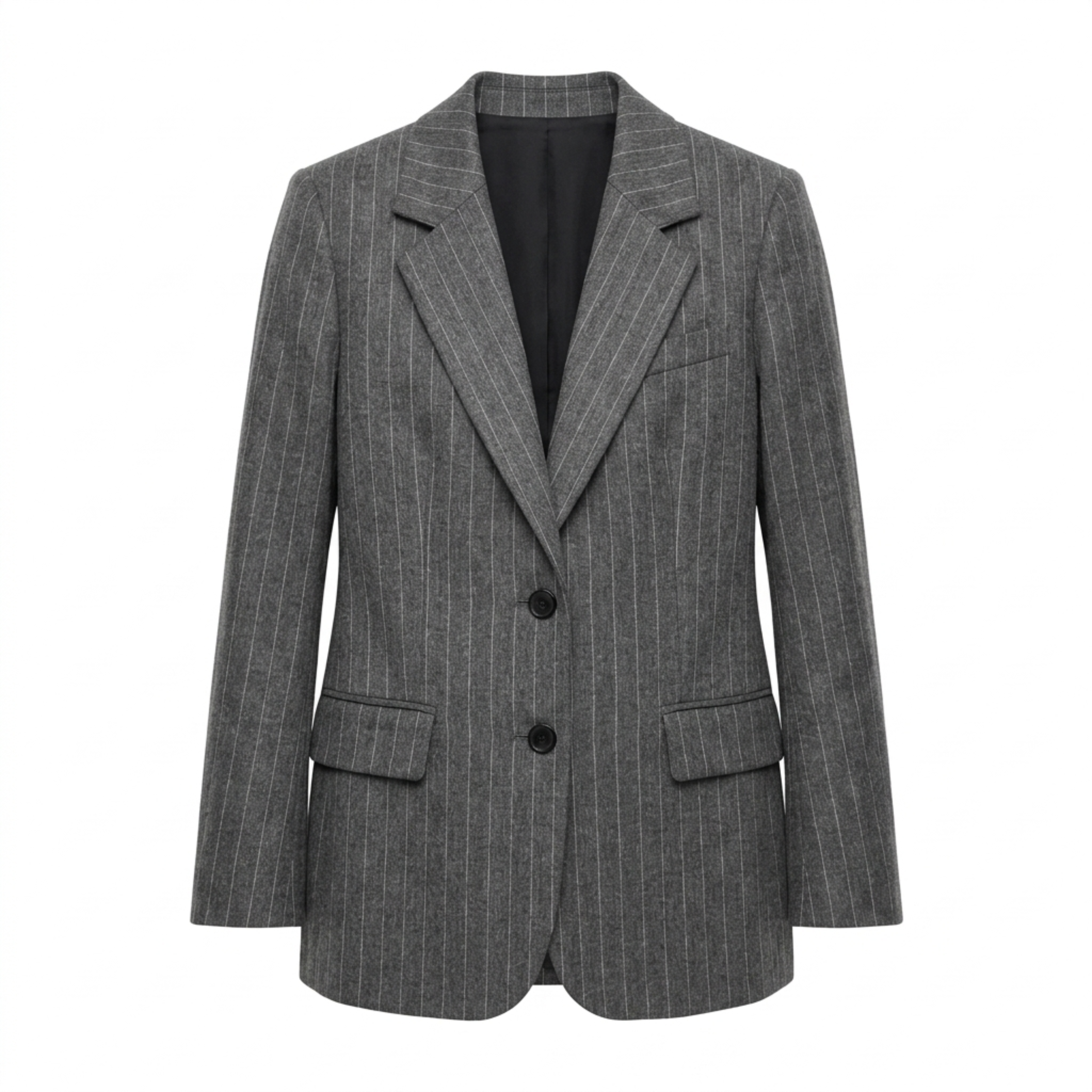 Women’s Polyester Blazer – Fine Stripes and Relaxed Fit