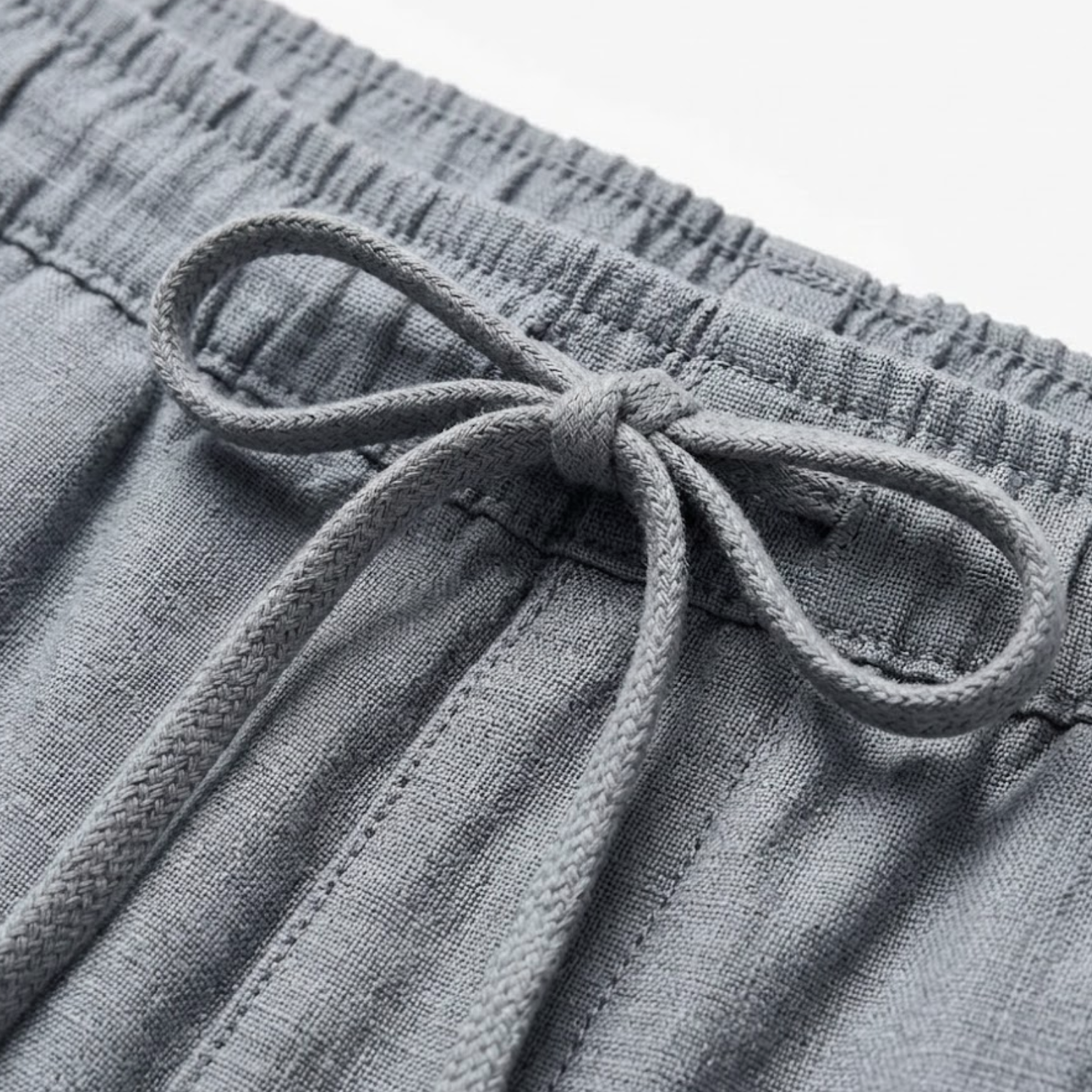 Pantalon Homme en Coton et Lin avec Taille Élastique et Cordon de Serrage