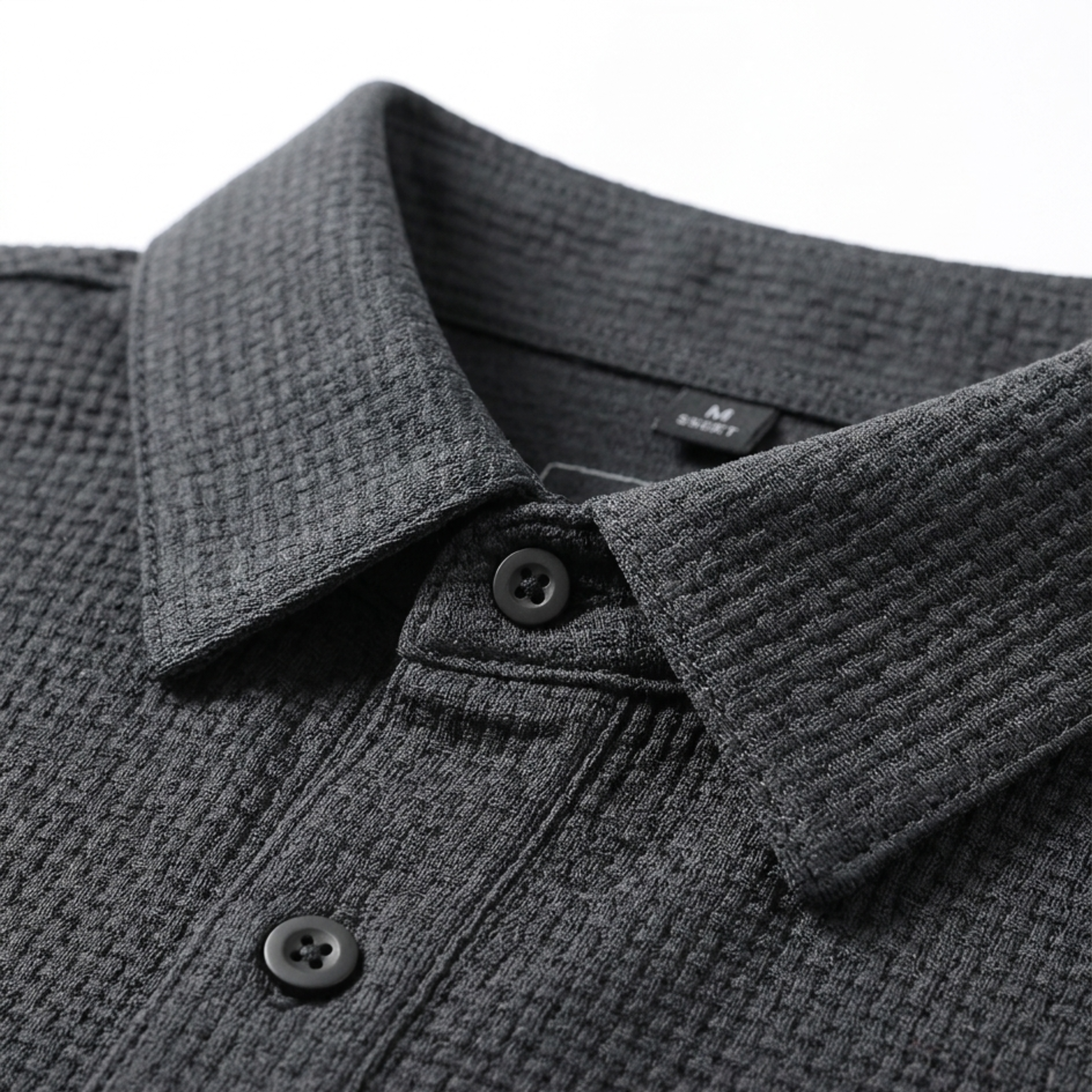 Polo homme à texture gaufrée et manches courtes — bureau &amp; détente