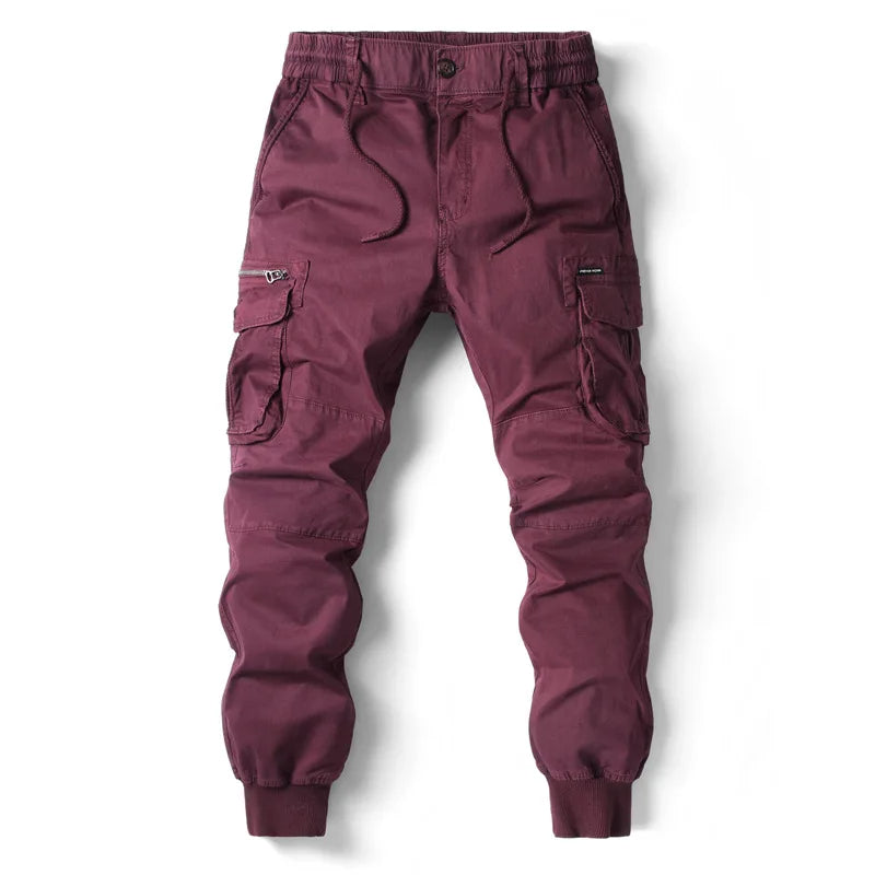 Pantalón jogger de algodón para hombre – bolsillos cargo y cintura elástica ajustable