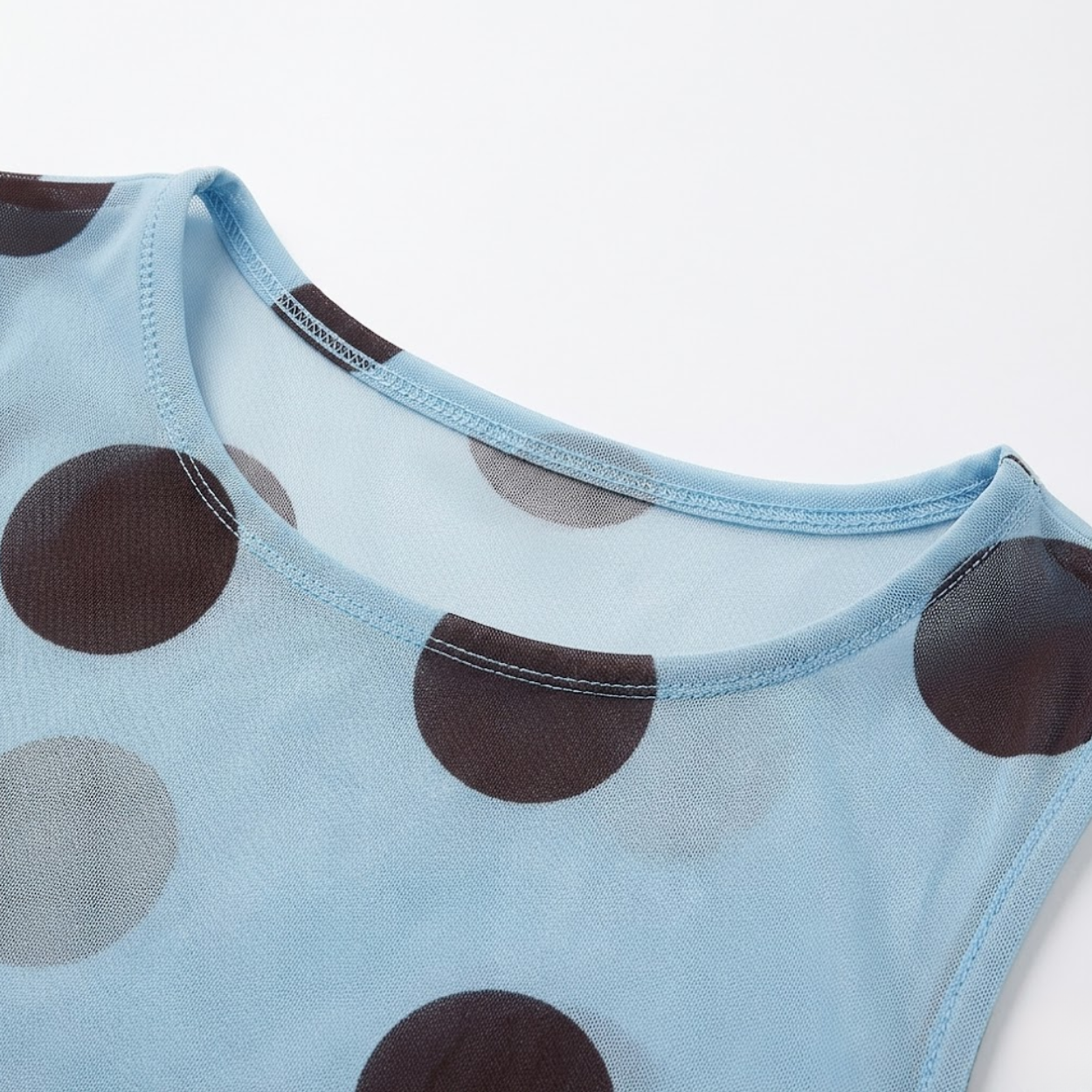 Robe Longue à Pois sans Manches avec Col Rond et Coupe Ajustée pour Femmes