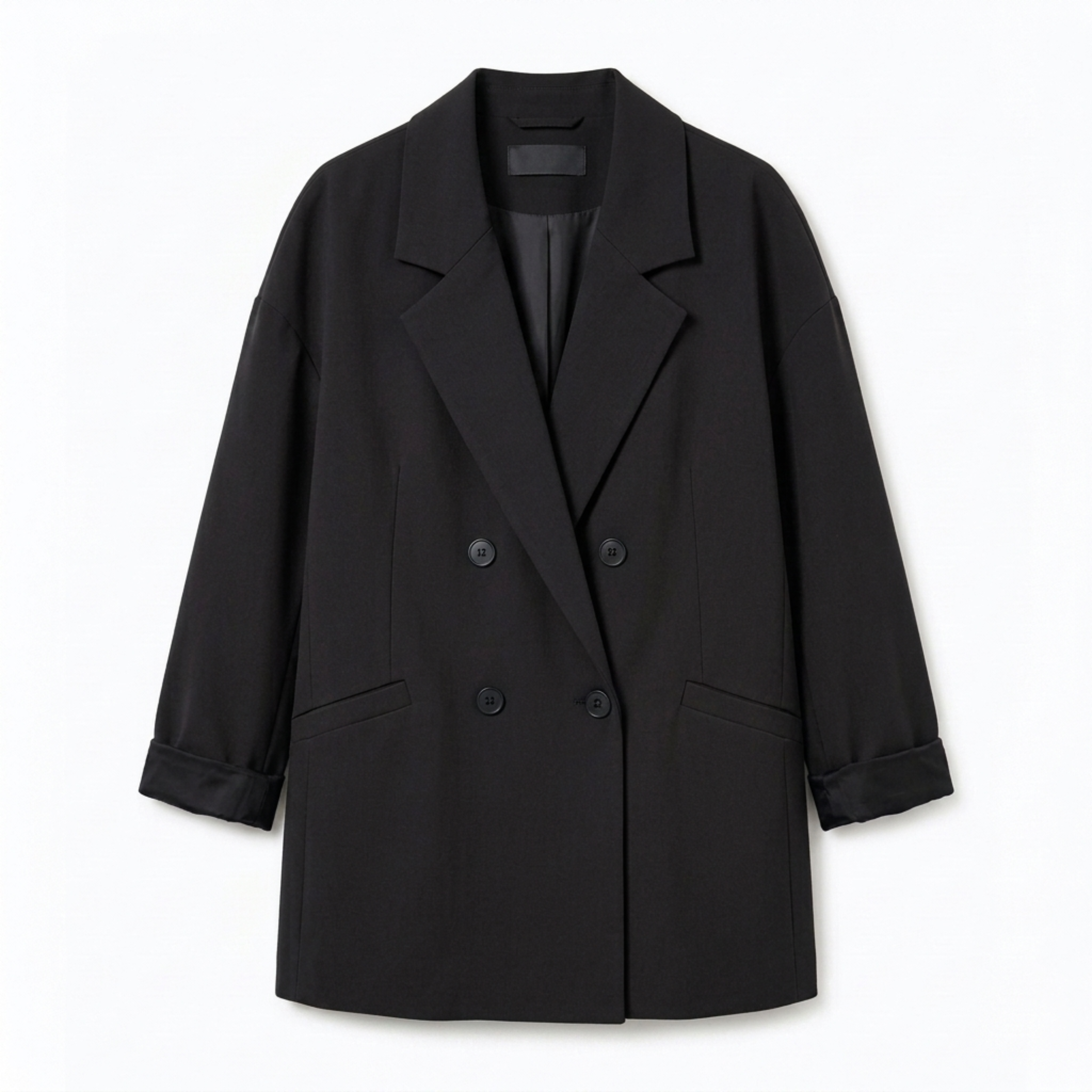 Polyester Blazer for Women – Double-Breasted and Modern Casual Oversized Fit