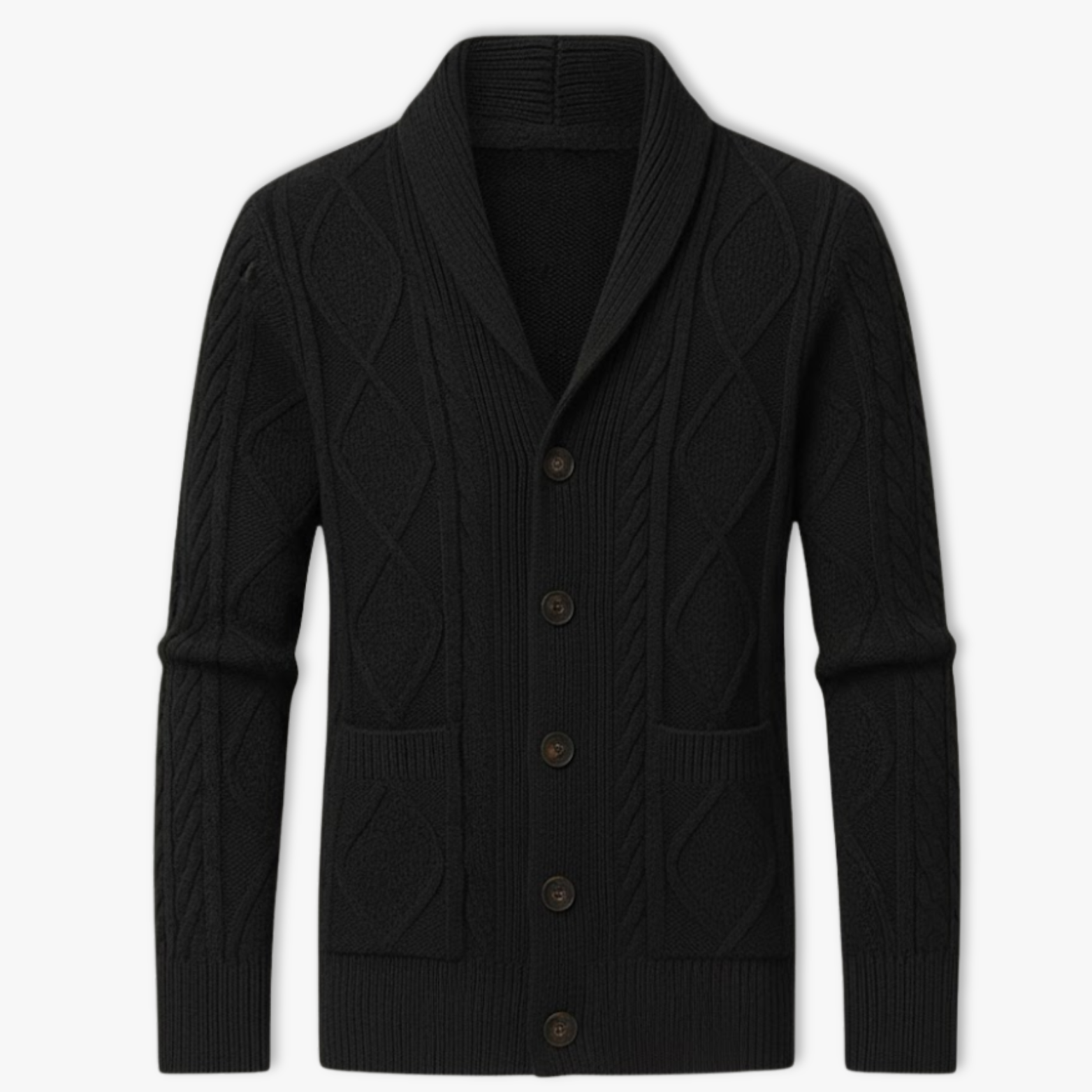 Gilet homme maille torsadée col montant fermeture boutonnée