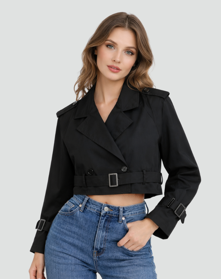 Trench corto da donna in cotone – Taglio corto e silhouette classica senza tempo