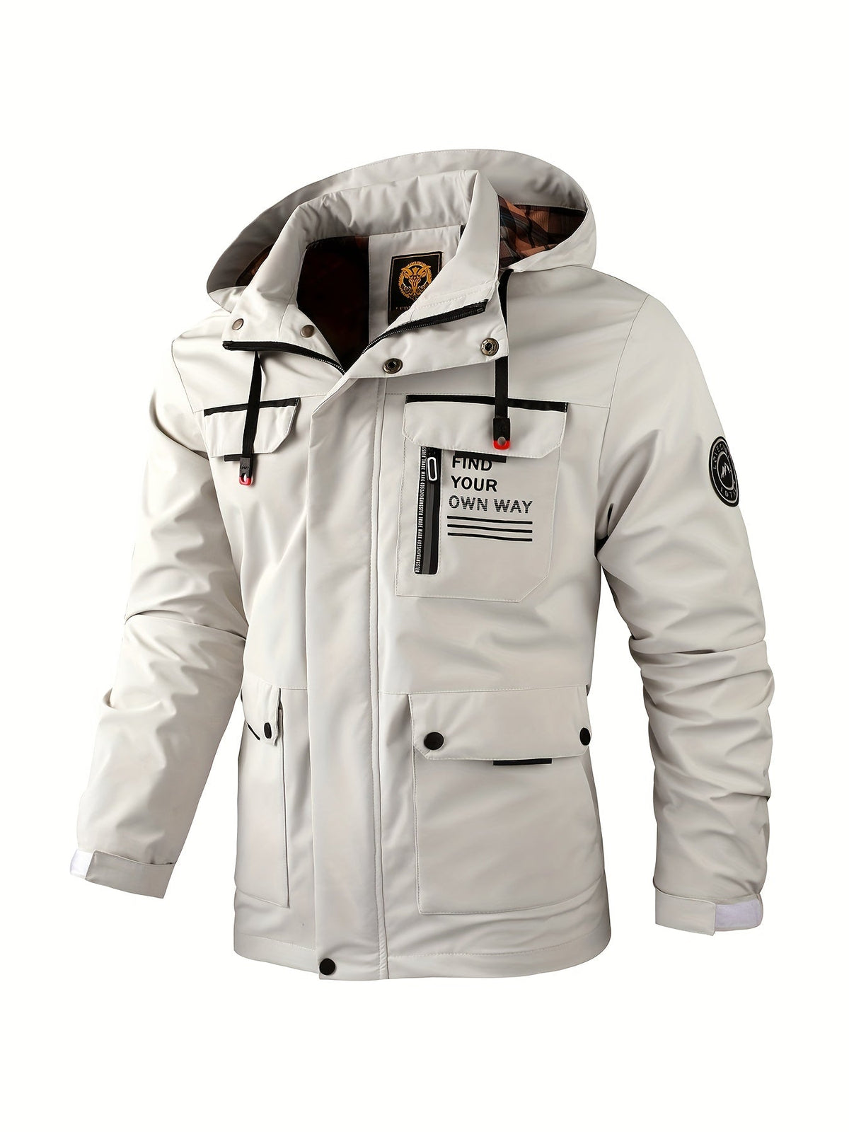 Men's Waterproof Jacket - Adjustable Hood and Breathable Lining