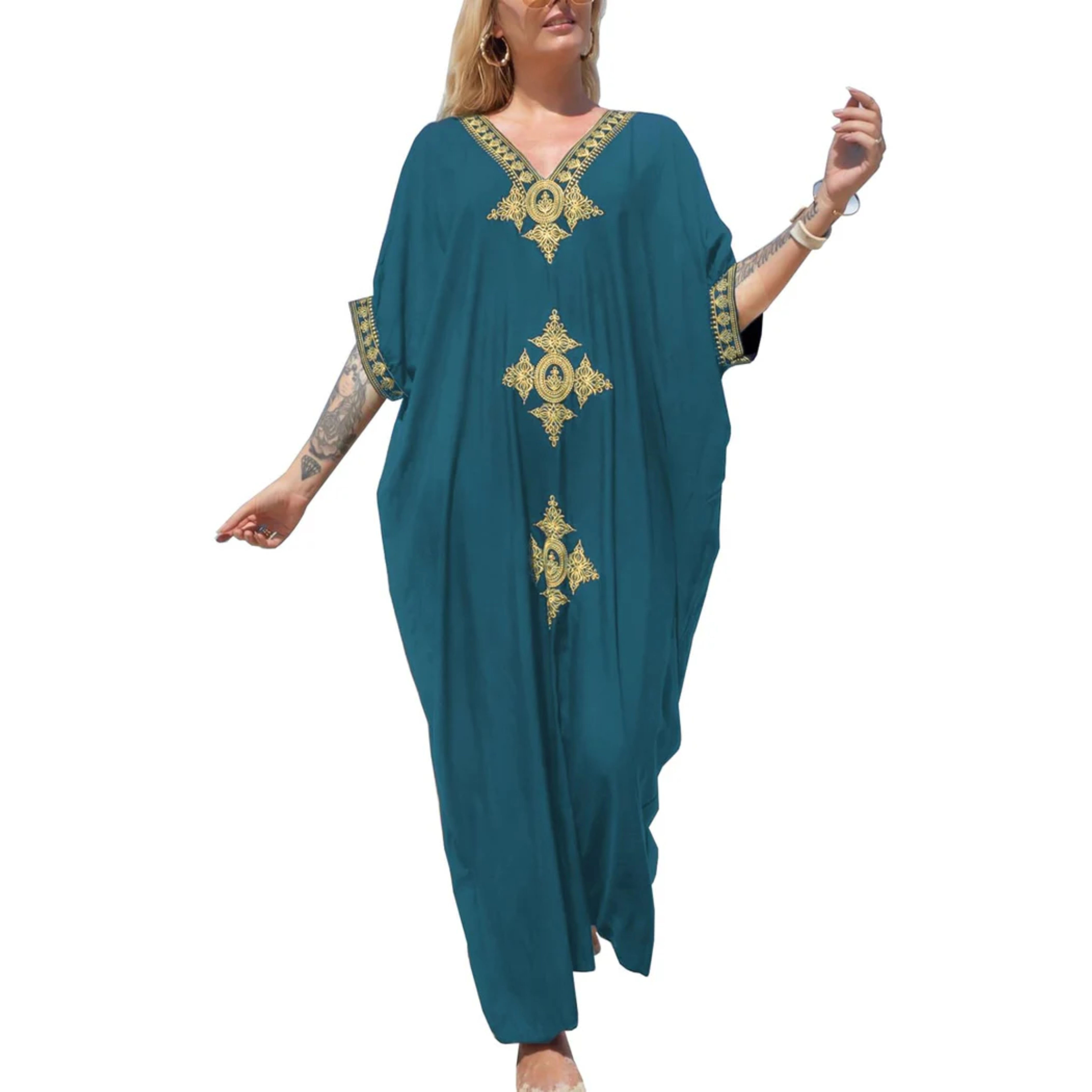 Robe kimono de plage longue — coupe ample — vacances d'été