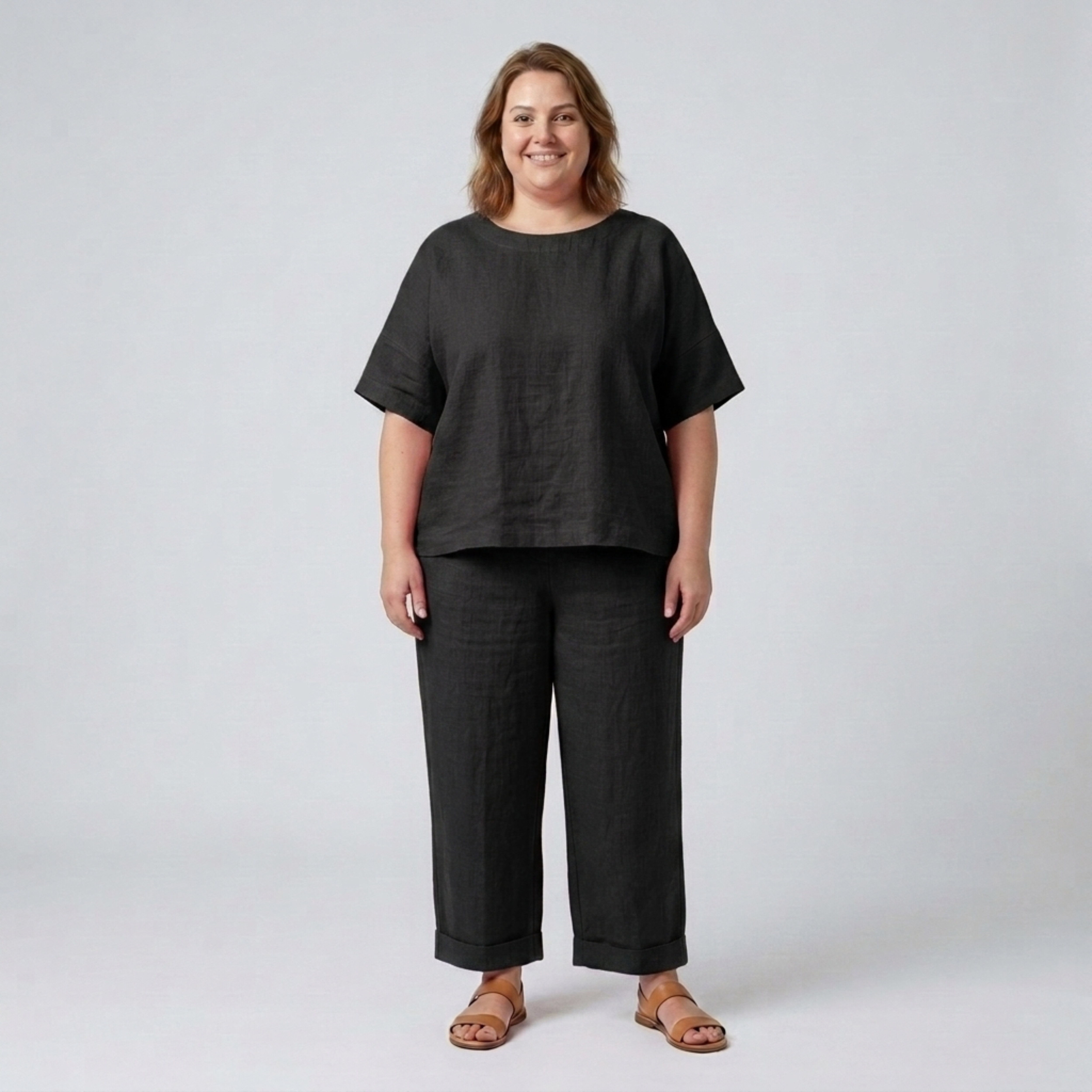 Ensemble pantalon grande taille en coton pour femme