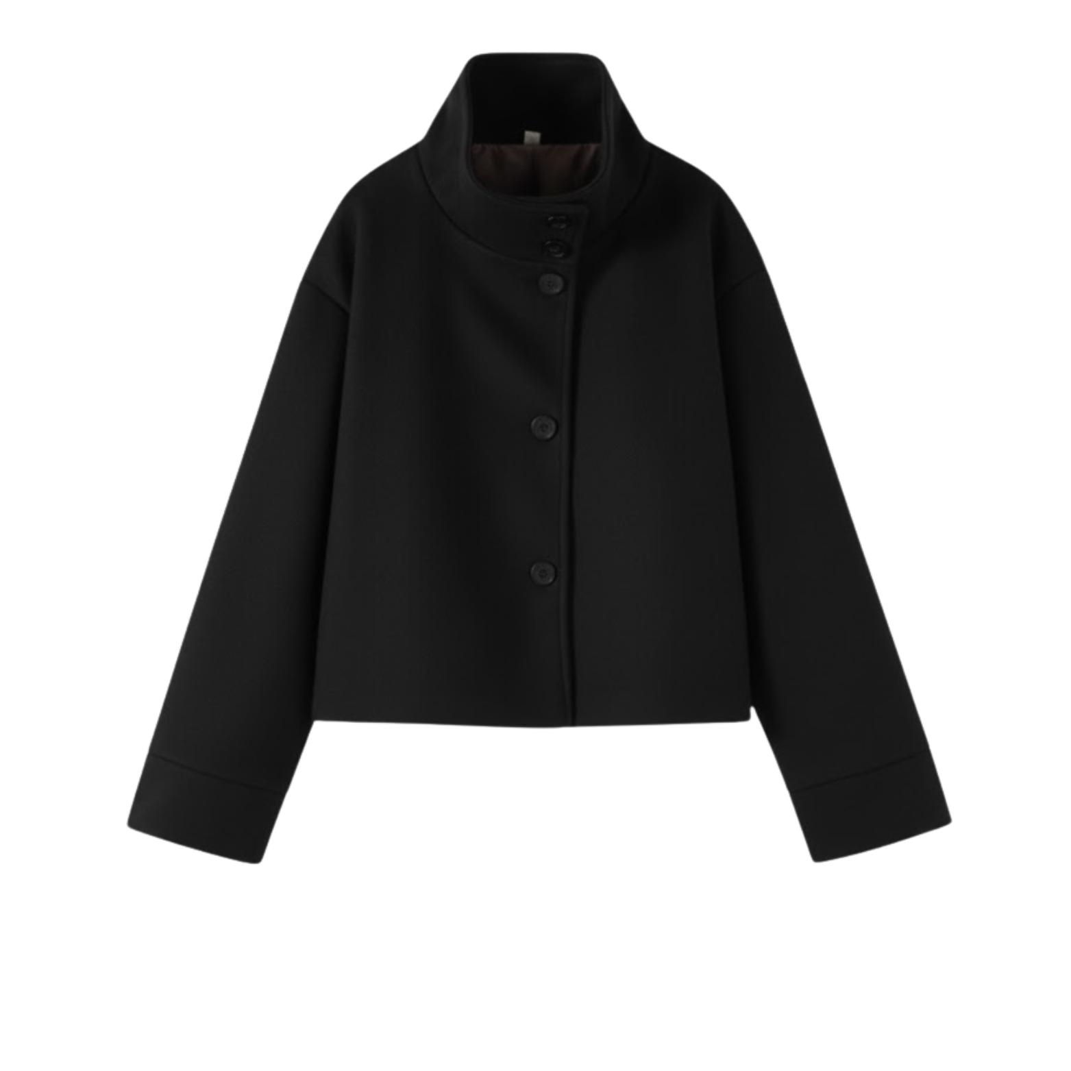 Manteau d’hiver pour femmes en laine à col montant, à simple boutonnage, coupe ample et manches longues