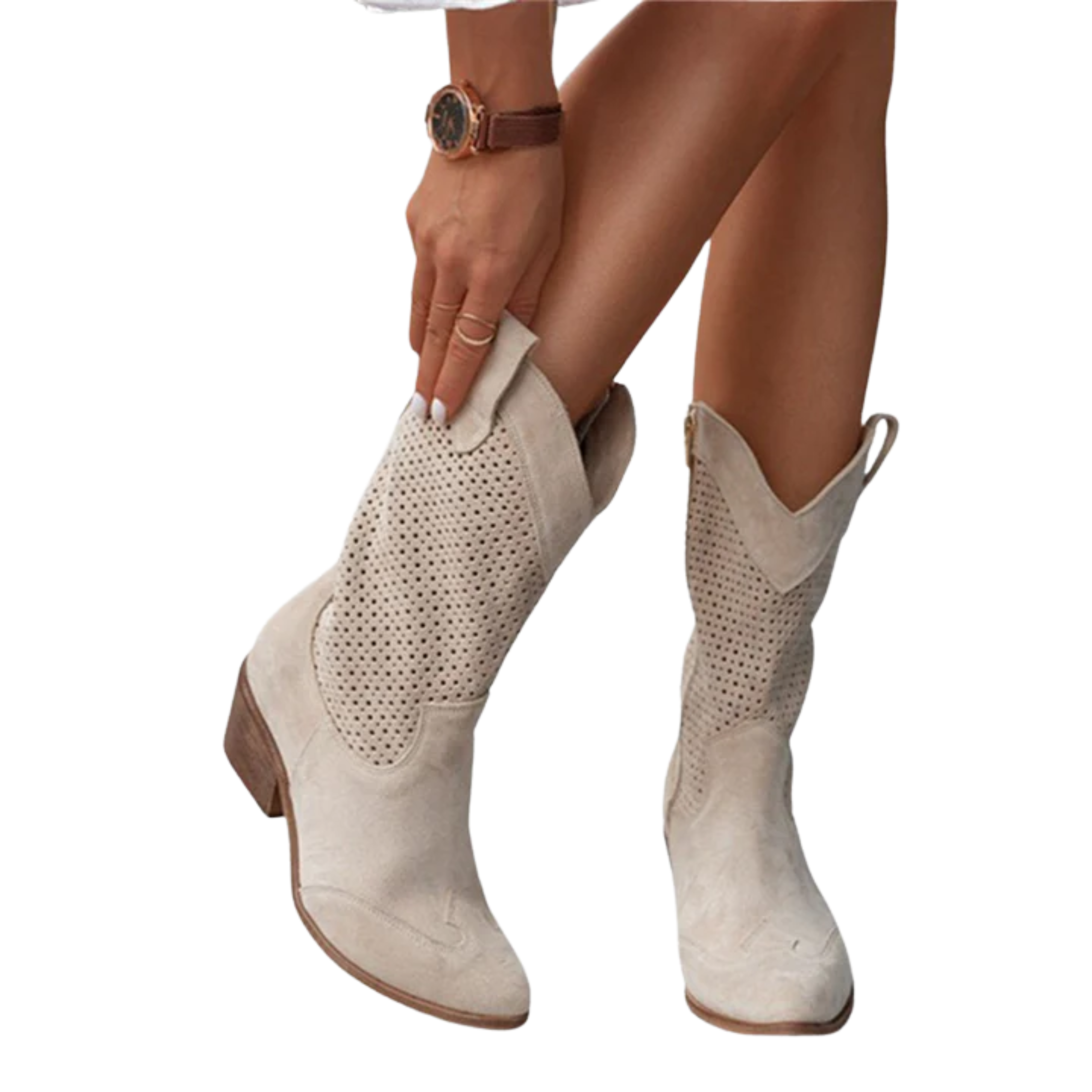 Bottines cowboy femme — en cuir — mi-mollet — usage quotidien
