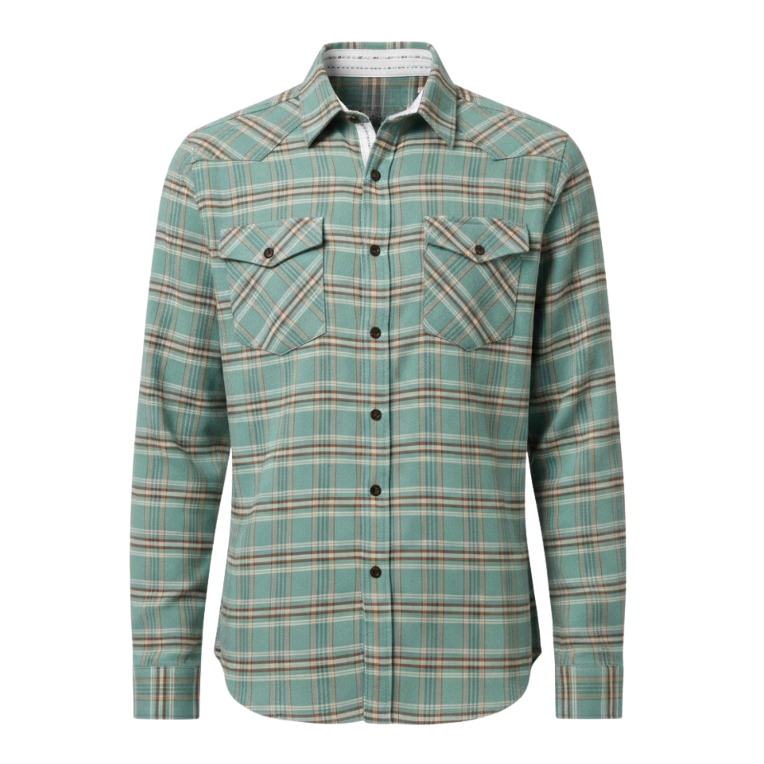 Chemise en flanelle de coton à carreaux pour homme coupe classique à manches longues