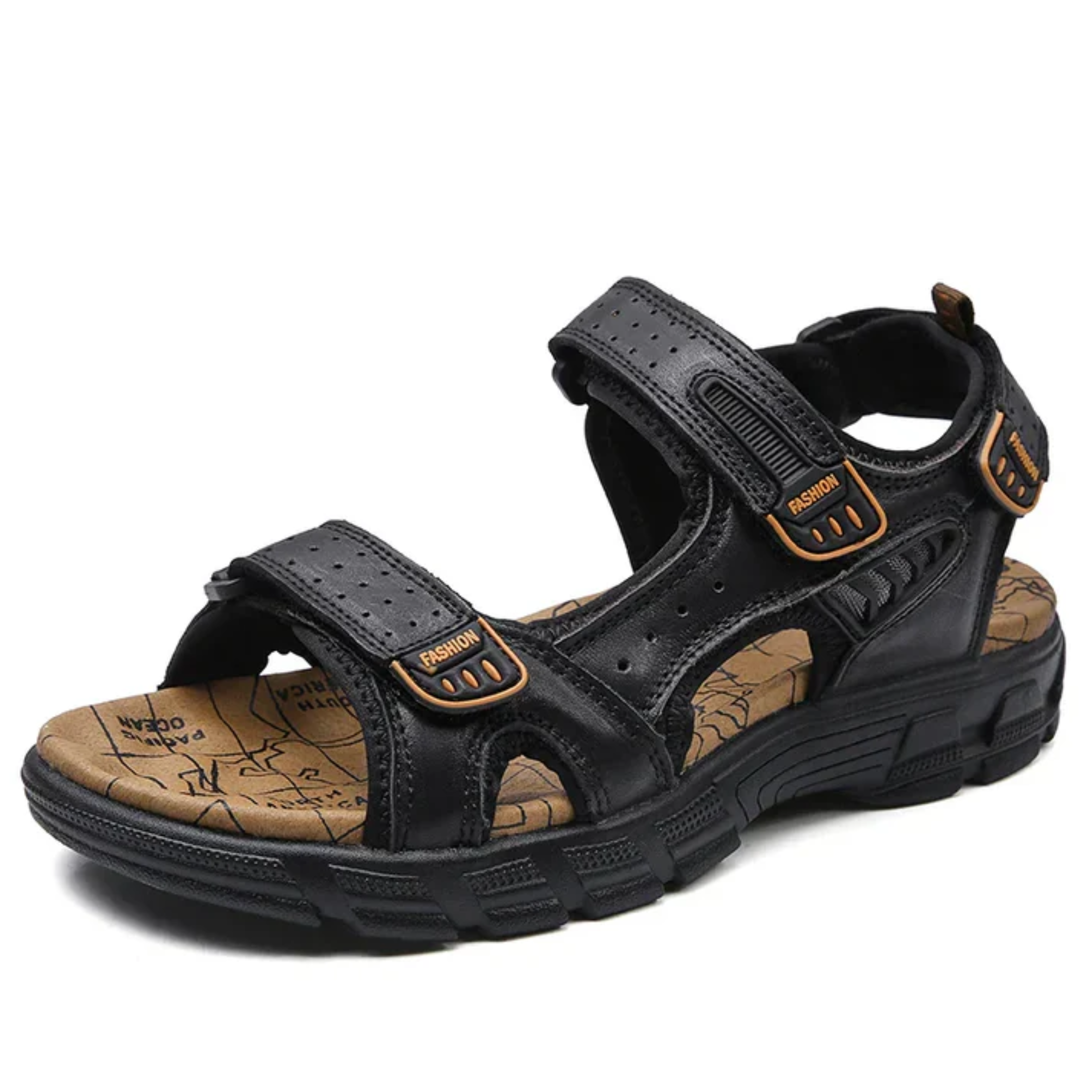 Sandales en cuir homme — bride velcro — marche et extérieur