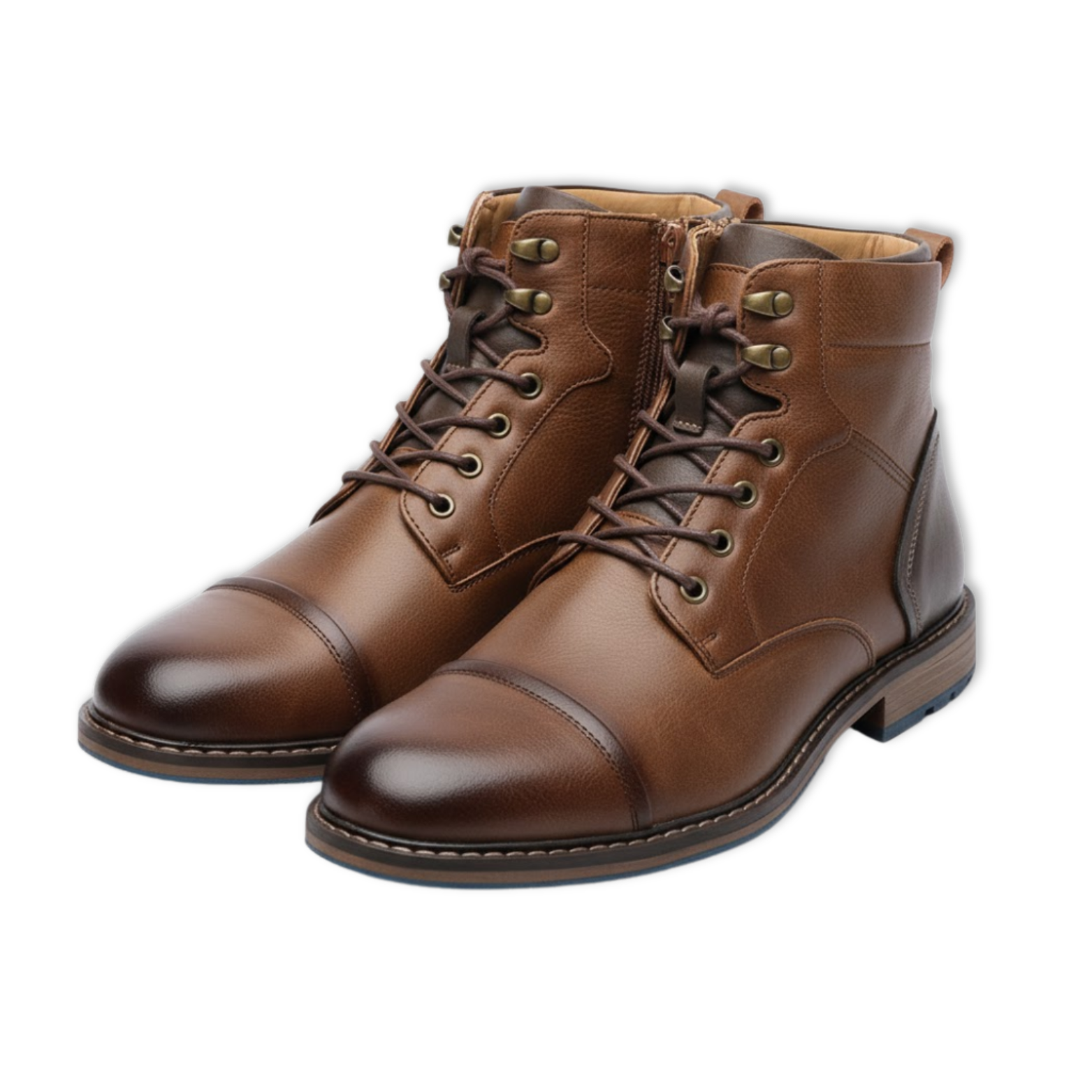 Bottines homme cuir grainé cheville rembourrée semelle gomme robuste