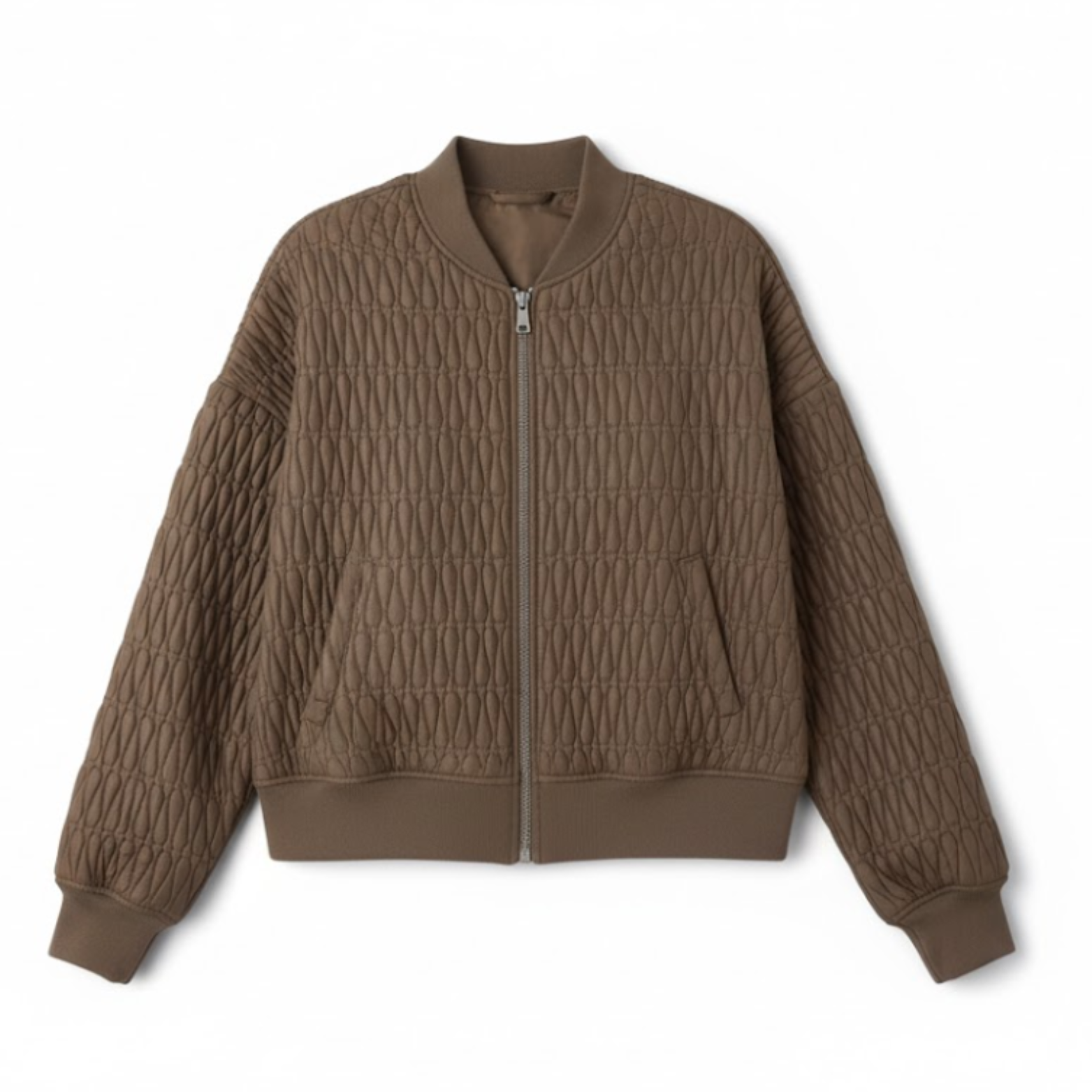 Veste bomber matelassée à col montant et texture gaufrée