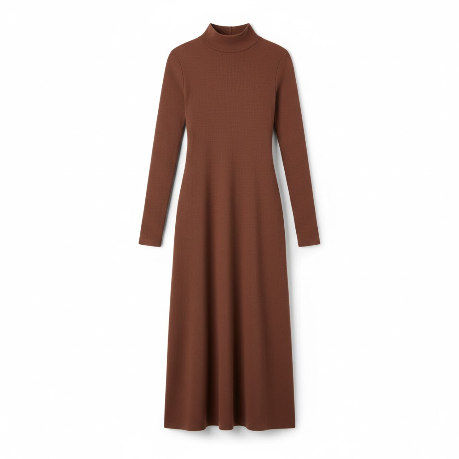 Robe longue ajustée à manches longues et col roulé montant