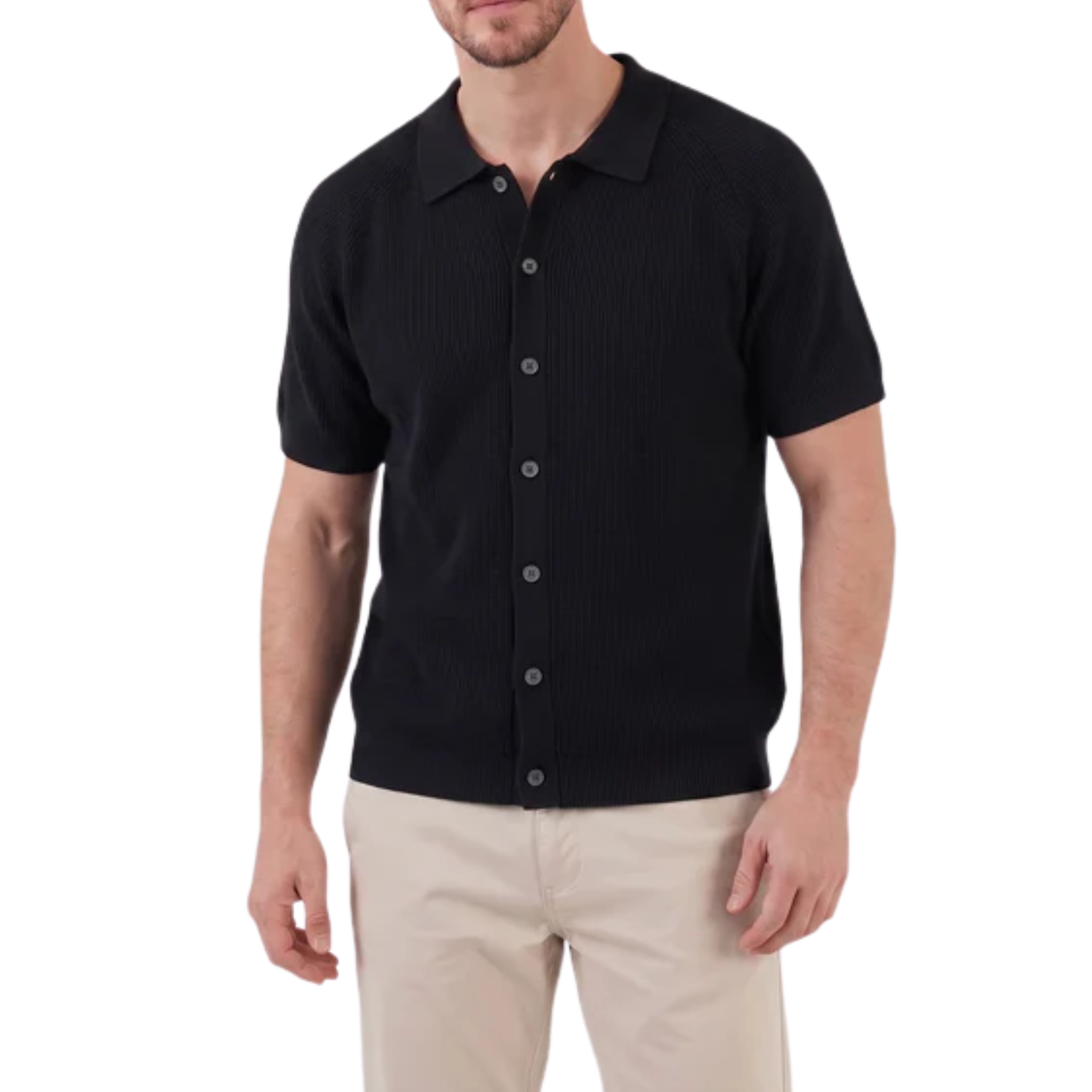 Polo pour homme — maille côtelée — tenue décontractée