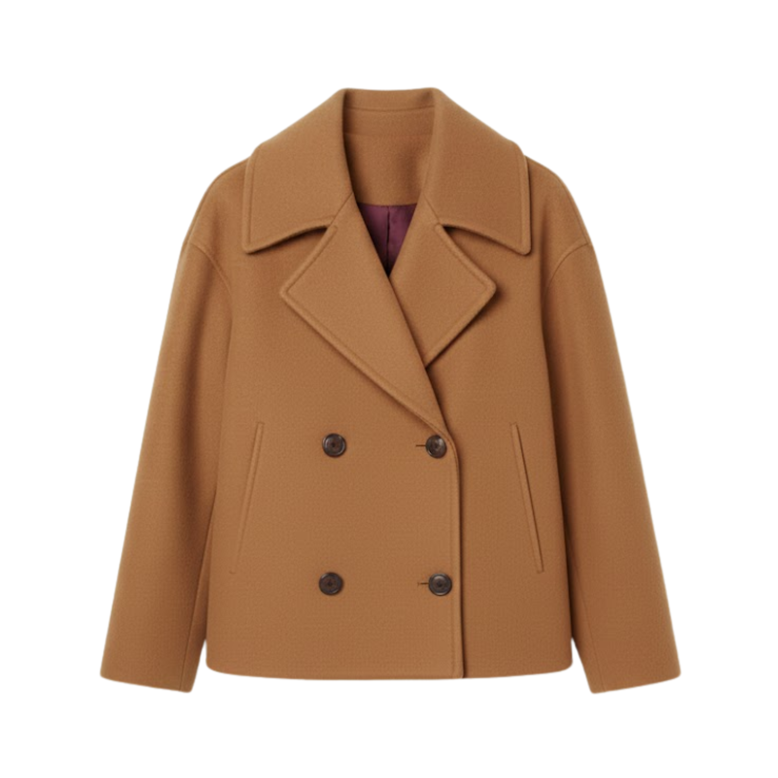 Manteau Femme en Laine Double Boutonnage Polyvalent au Design Simple