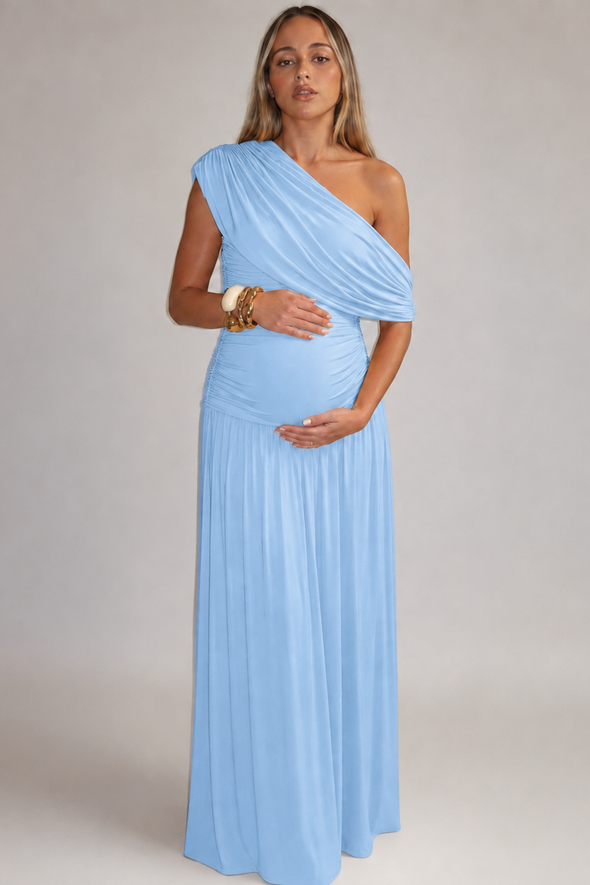Robe maternité longue asymétrique élégante
