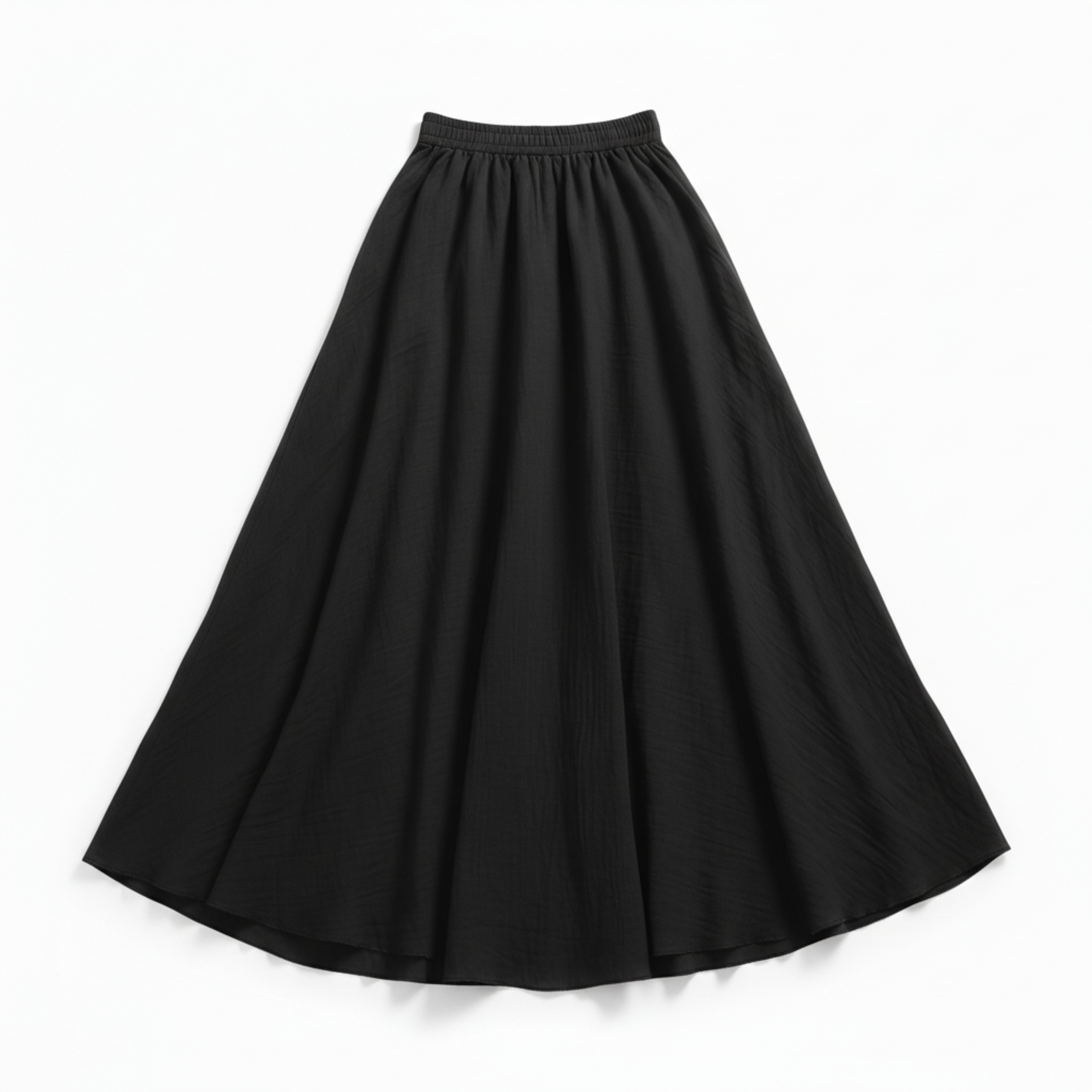 Jupe Maxi Femme en Coton et Lin, Taille Haute Élastique, Coupe Évasée, Longueur Cheville