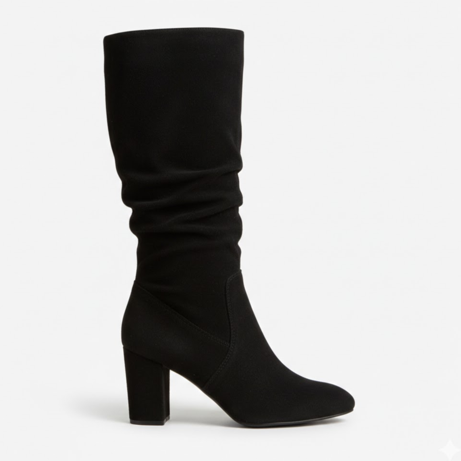 Bottes mi-mollet en suédine à talon épais et plis souples