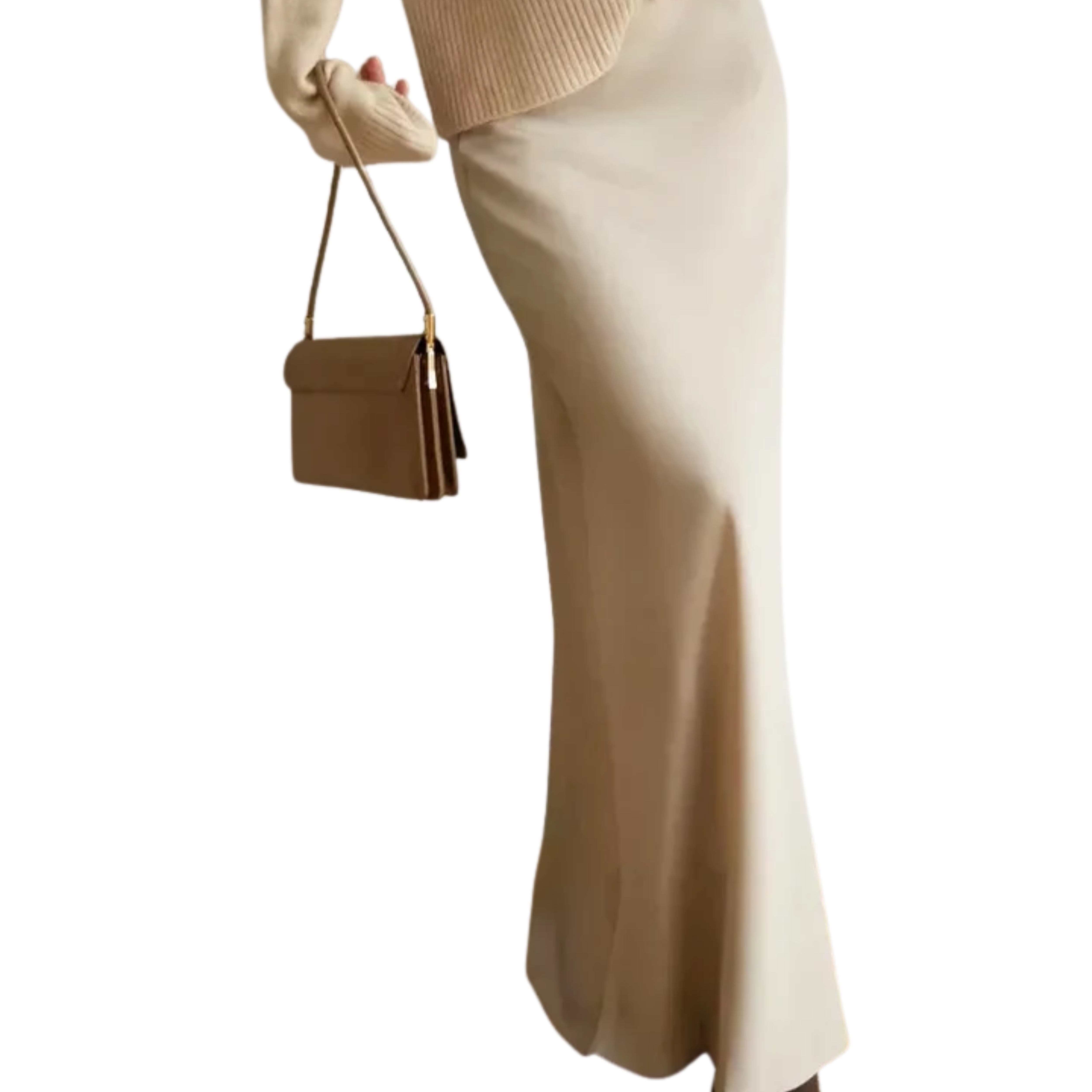 Jupe maxi longue satinée — taille haute coupe sirène — tenue de soirée