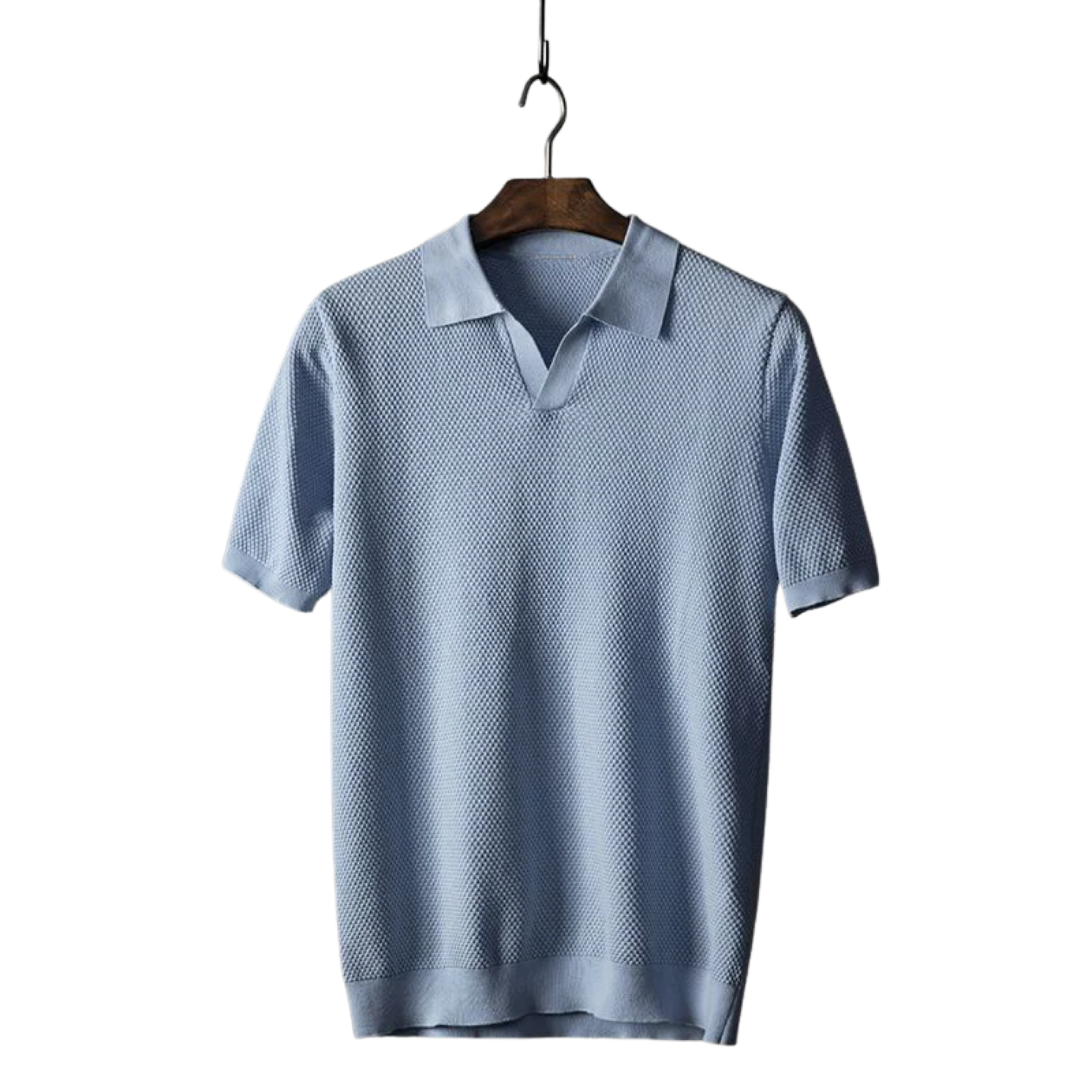 Polo homme en maille piquée texturée à manches courtes — détente