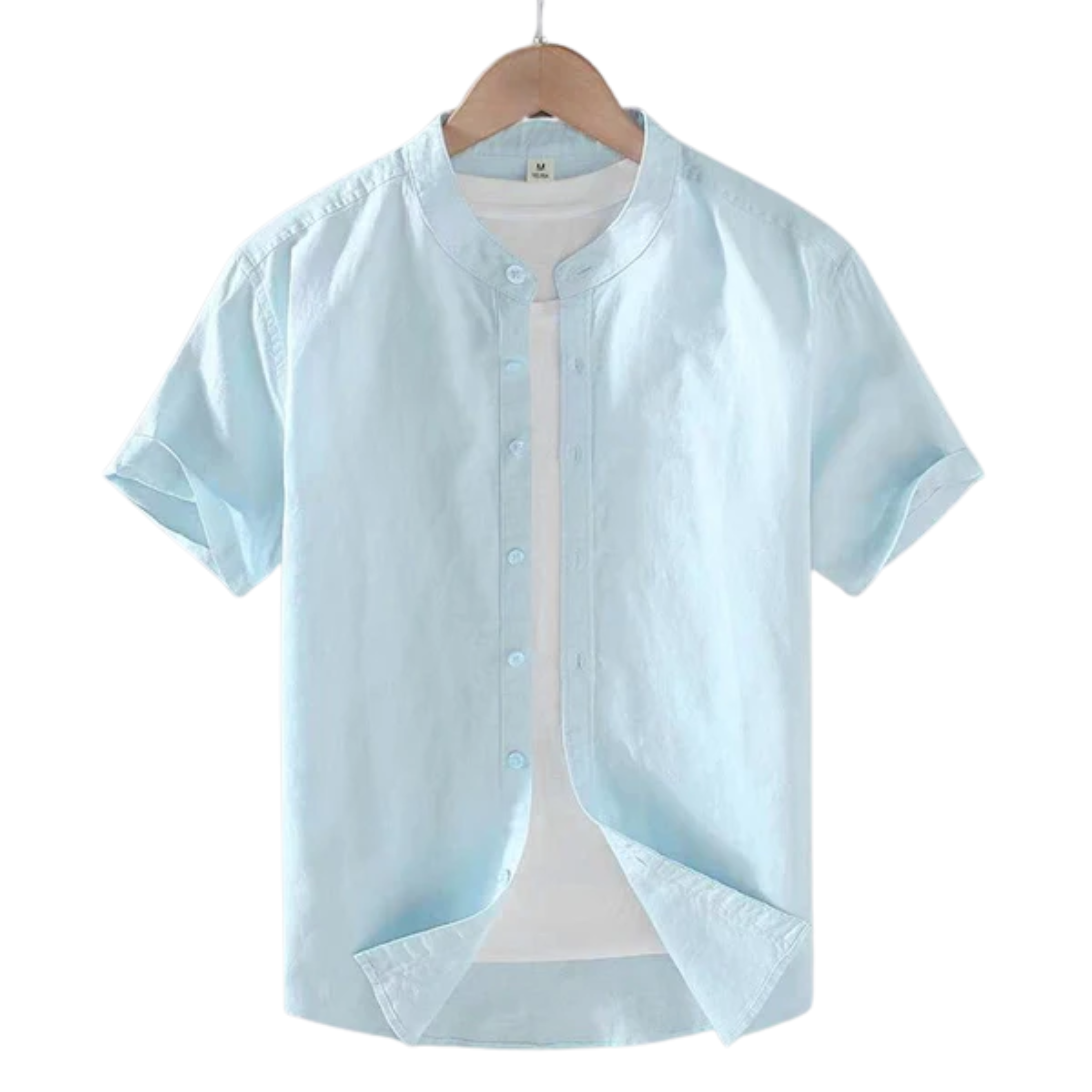 Chemise en lin homme à col officier et manches courtes — été
