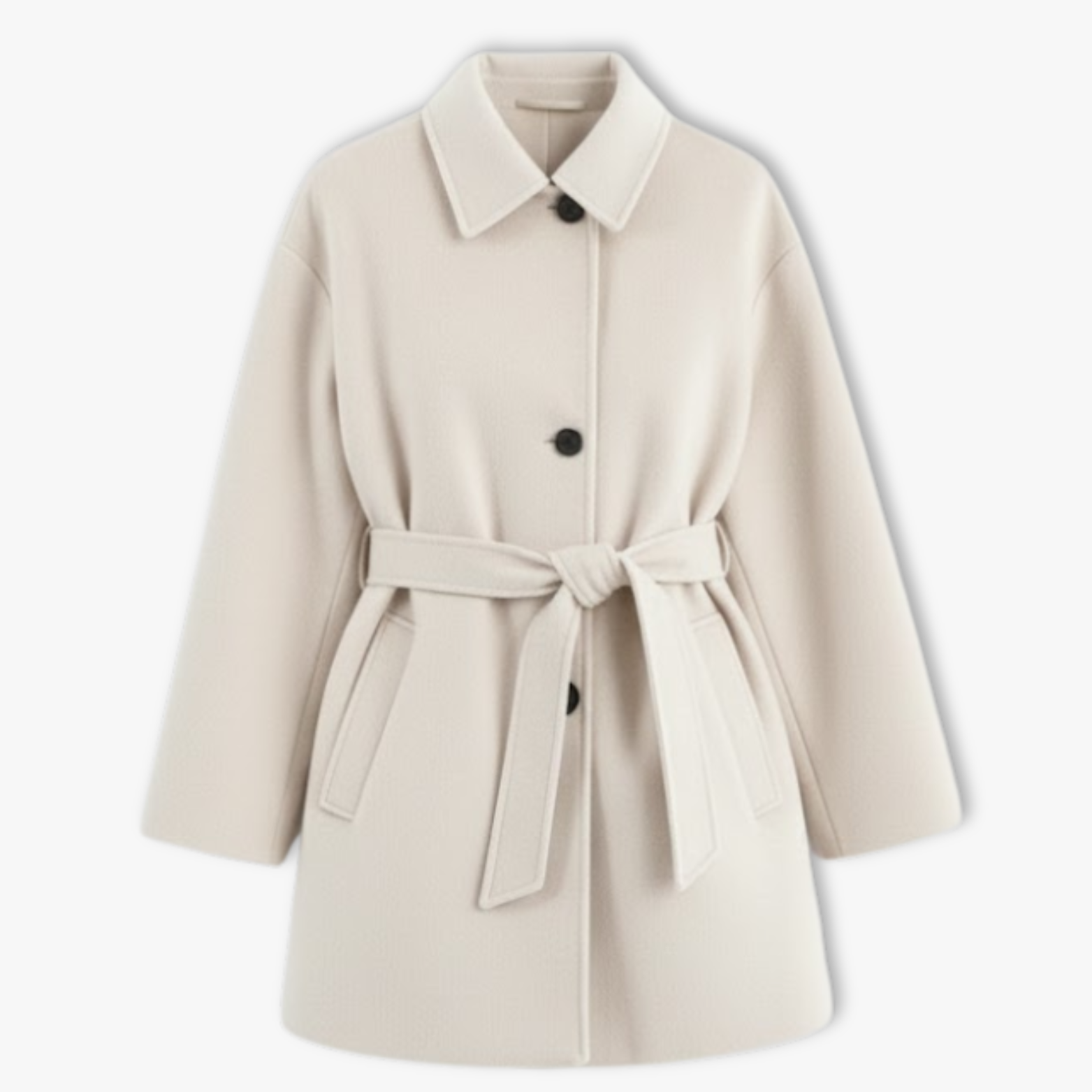 Manteau en laine tendance à double col pour femme, manches longues