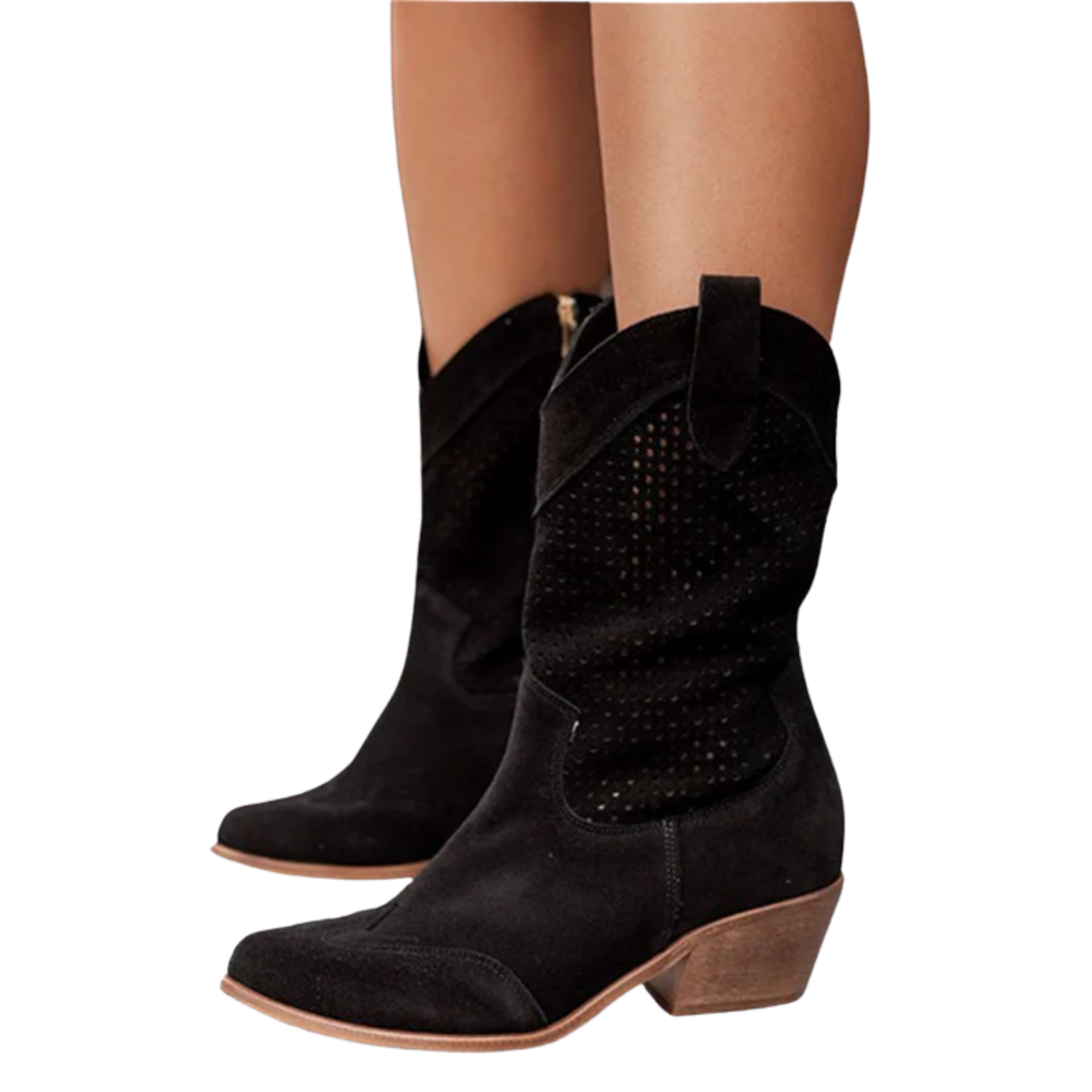 Bottines cowboy femme — en cuir — mi-mollet — usage quotidien