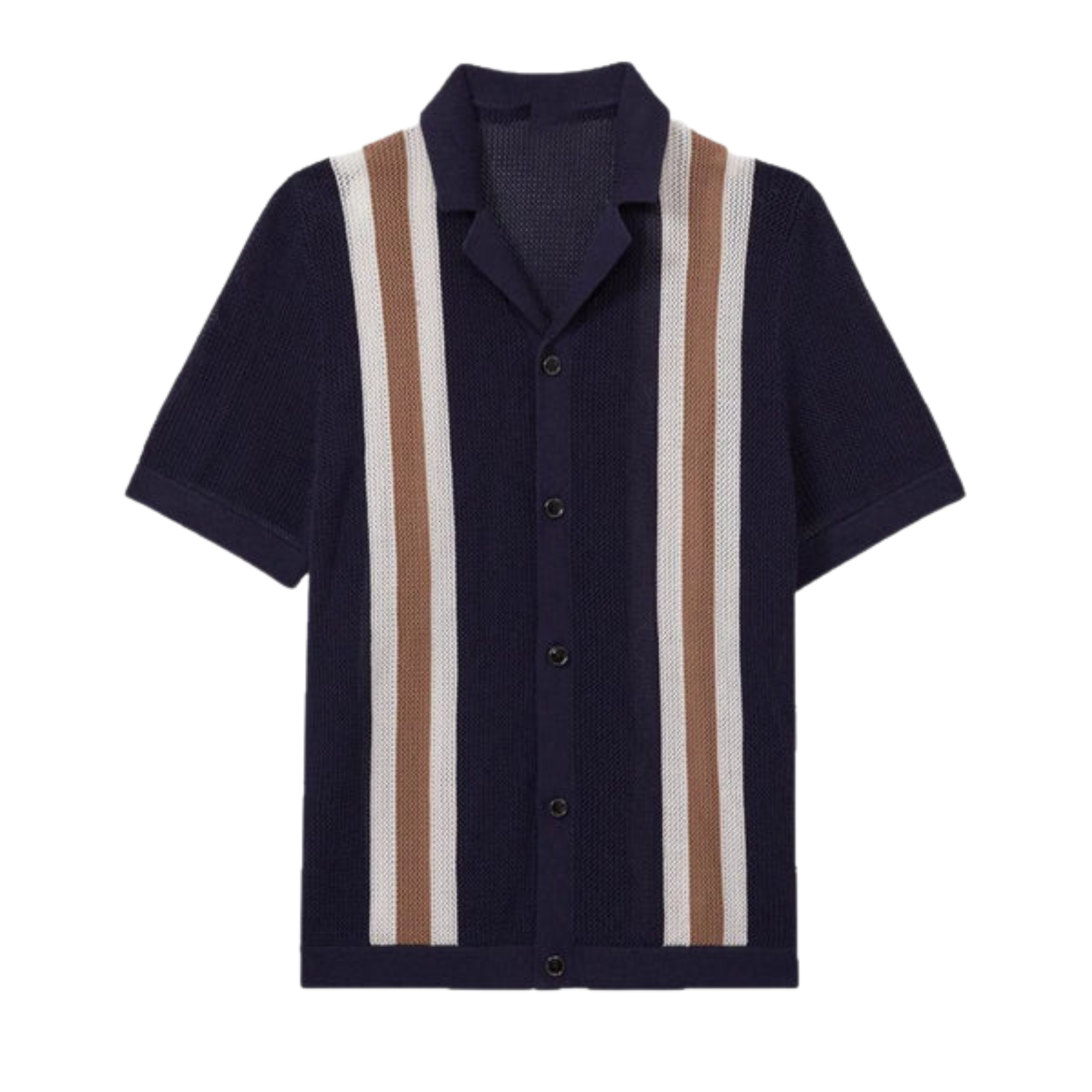 Polo en maille homme — rayures verticales — style vintage bord de mer