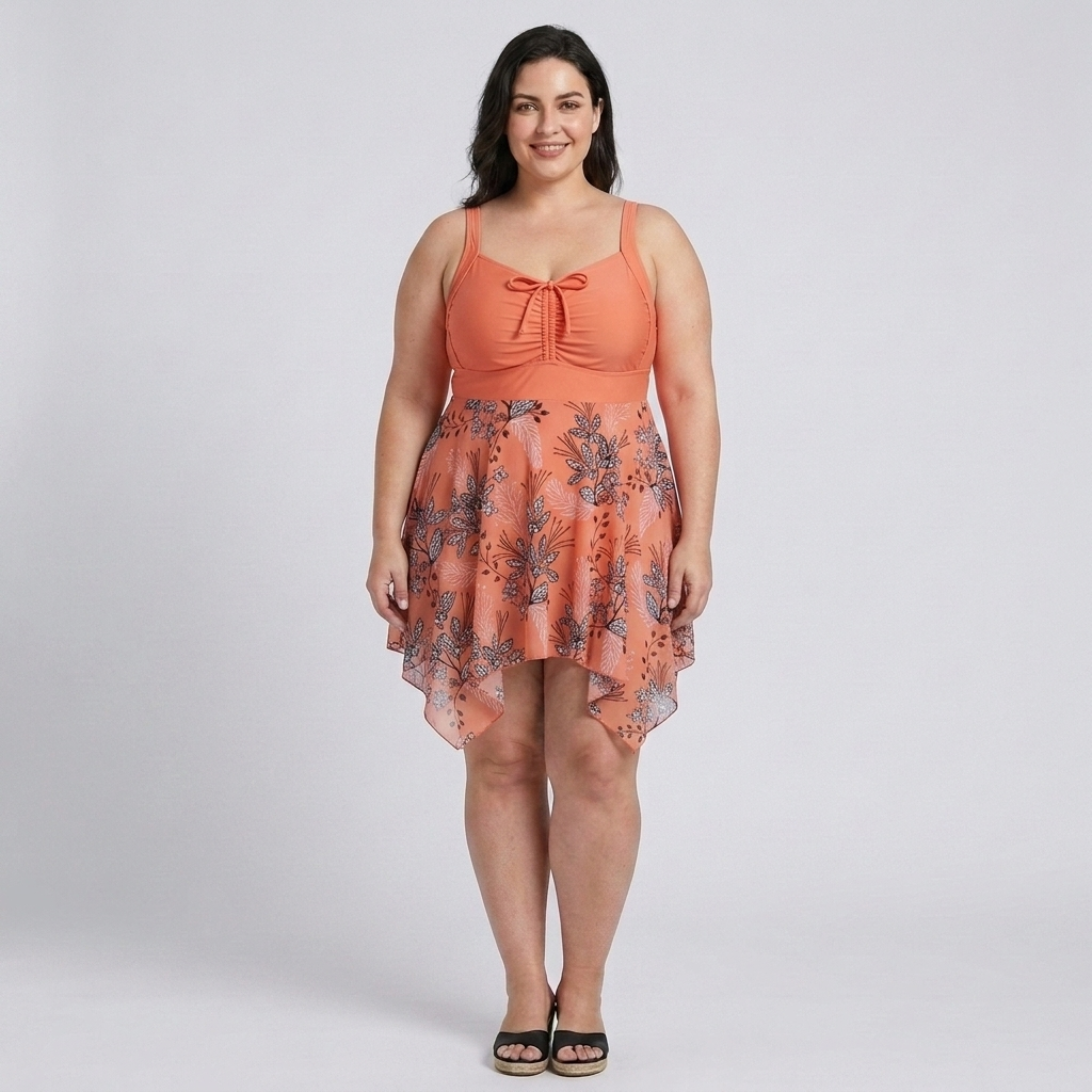 Robe maillot de bain grande taille pour femme avec jupe intégrée imprimée