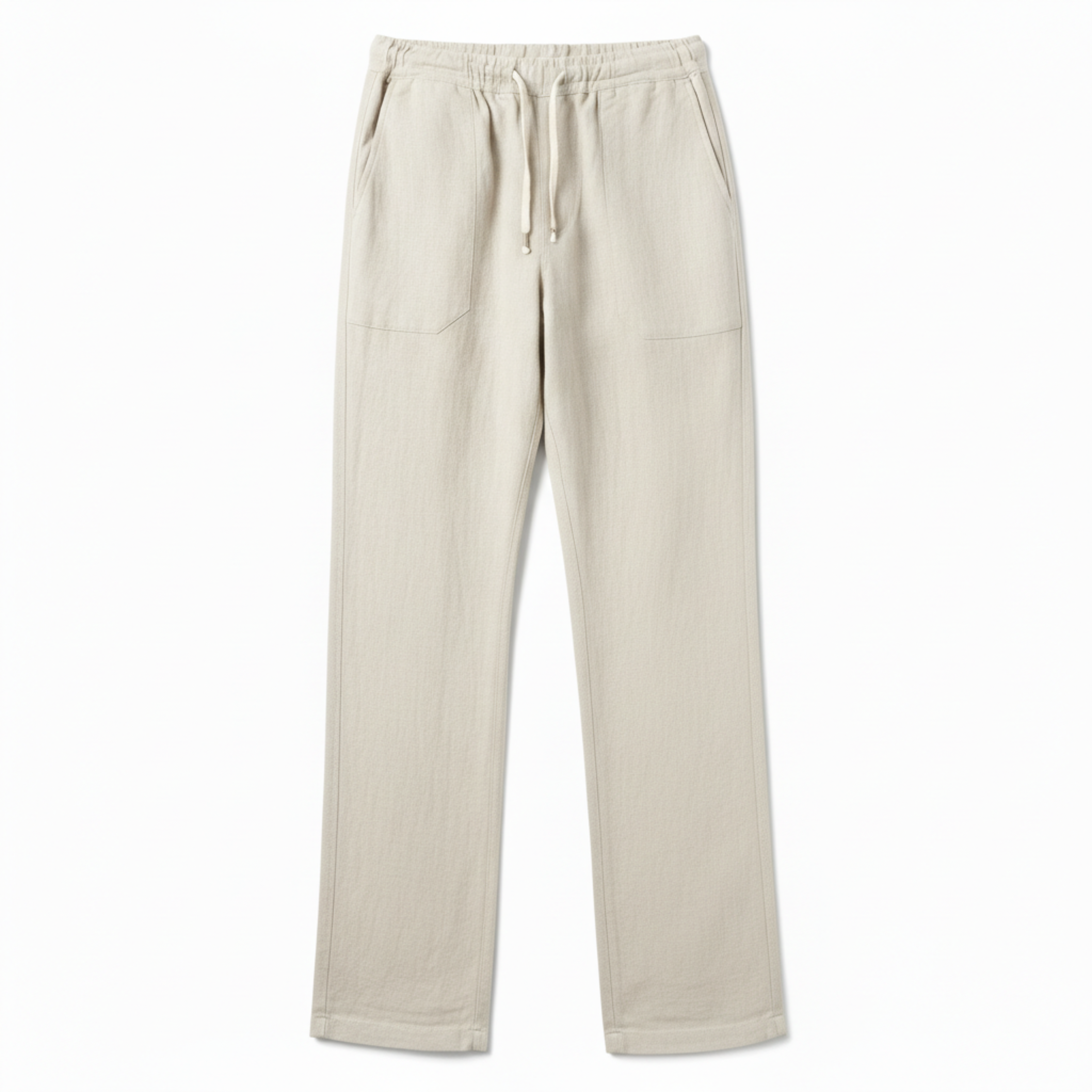 Pantalon en Coton et Lin pour Homme avec Taille Élastique et Coupe Droite