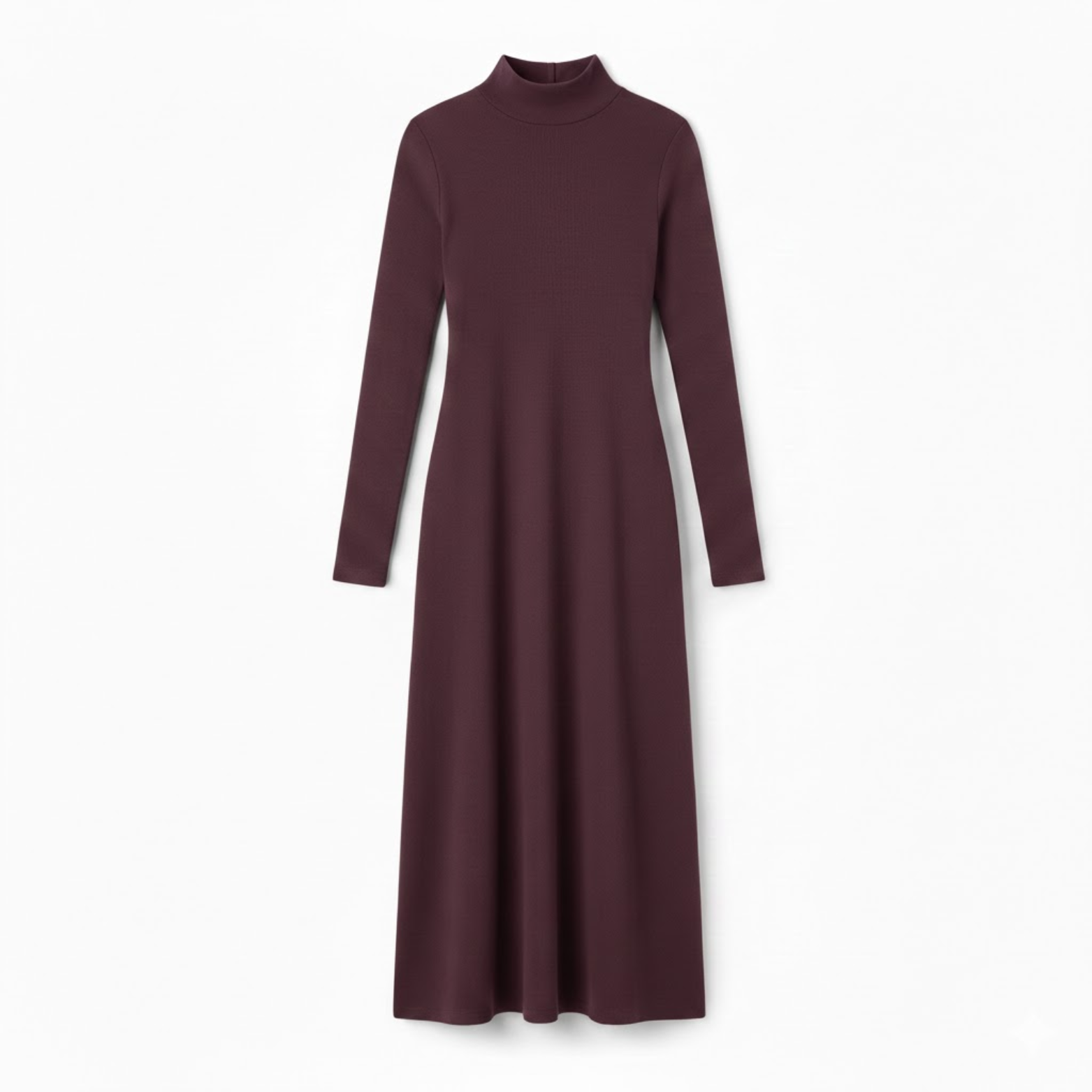 Robe longue ajustée à manches longues et col roulé montant