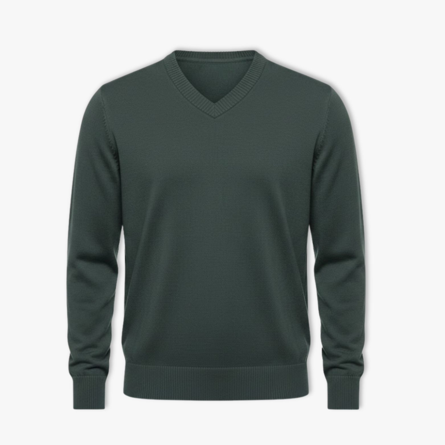 Men's V-Neck Sweater in Plain Black Cotton