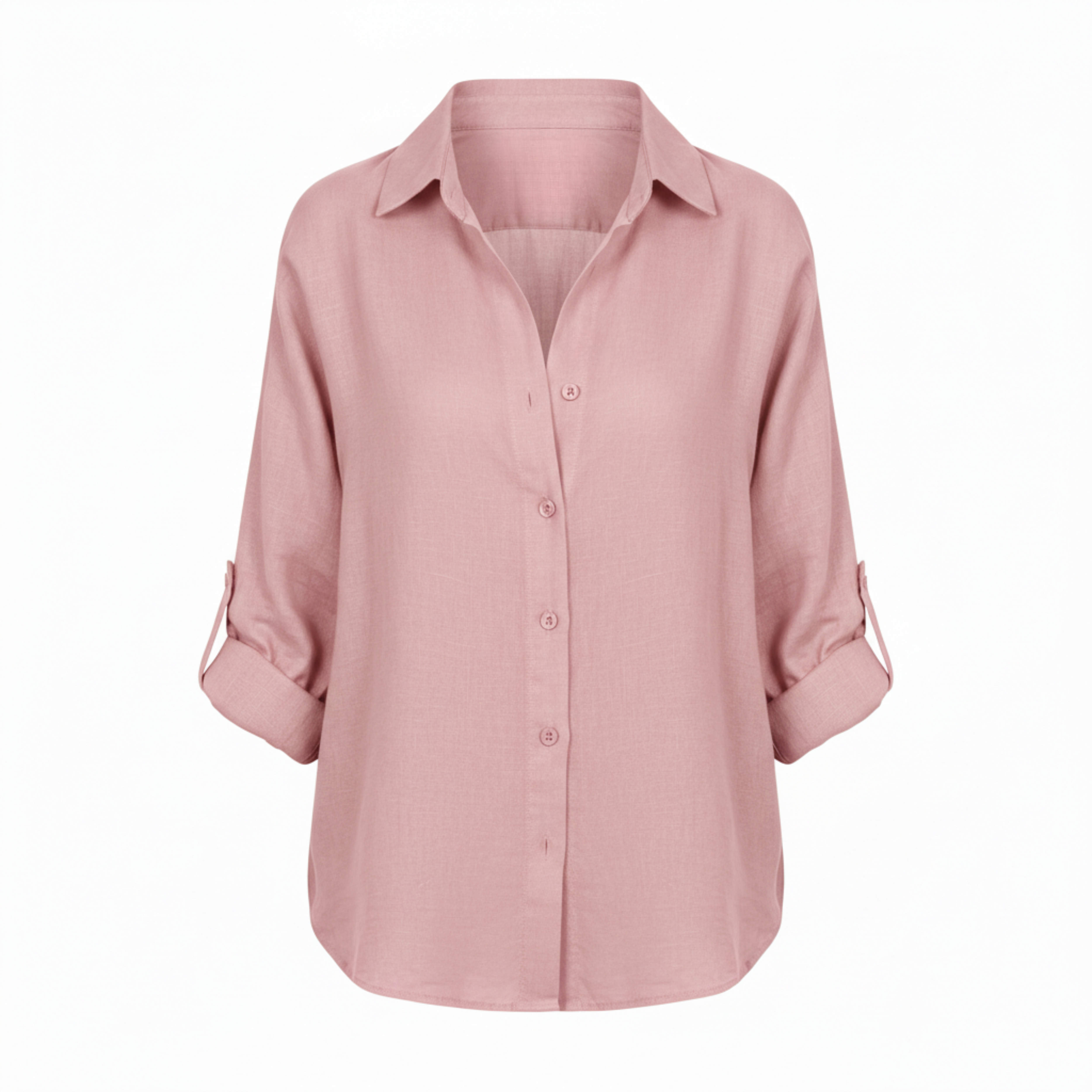Chemise décontractée ample pour femmes à boutons avec manches trois-quarts et encolure fendue