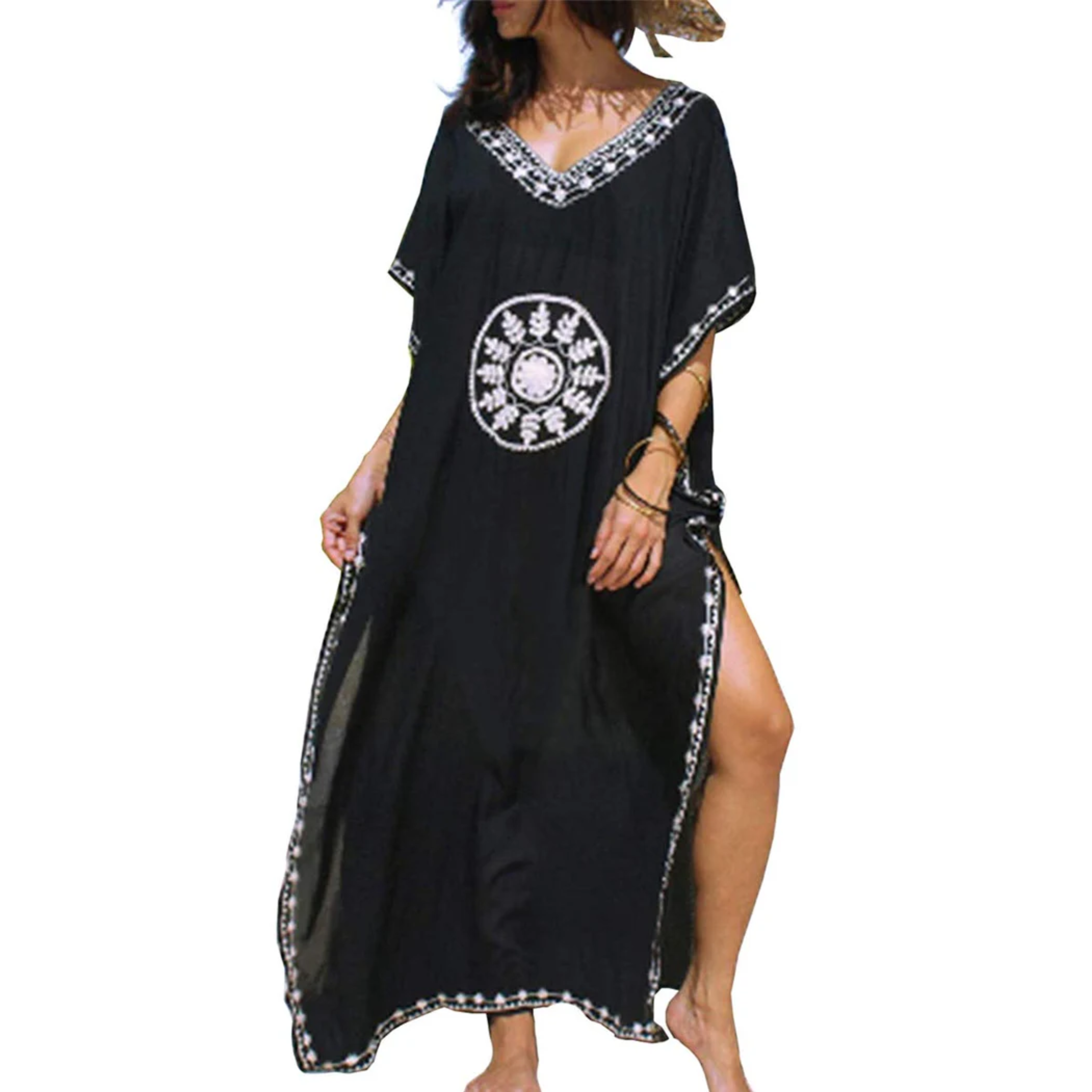 Robe kimono de plage longue — coupe ample — vacances d'été