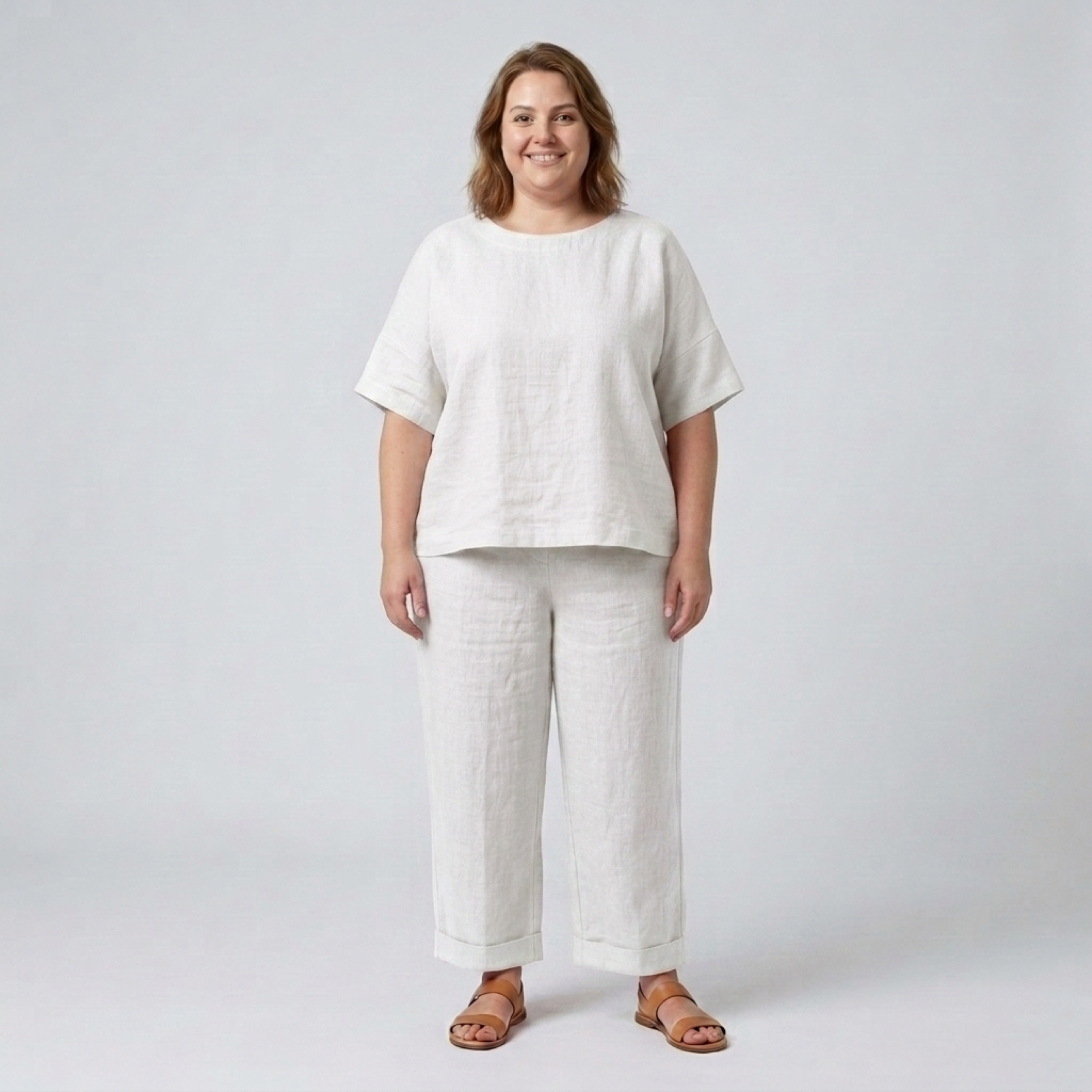 Ensemble pantalon grande taille en coton pour femme