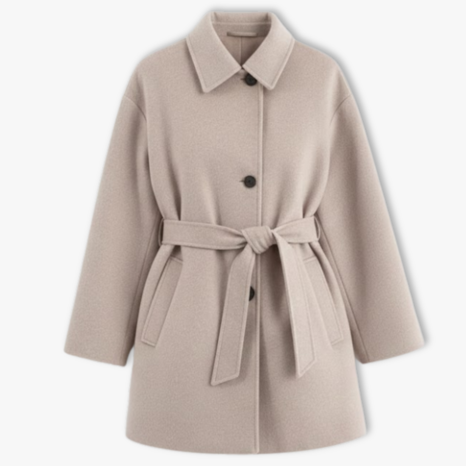 Manteau en laine tendance à double col pour femme, manches longues