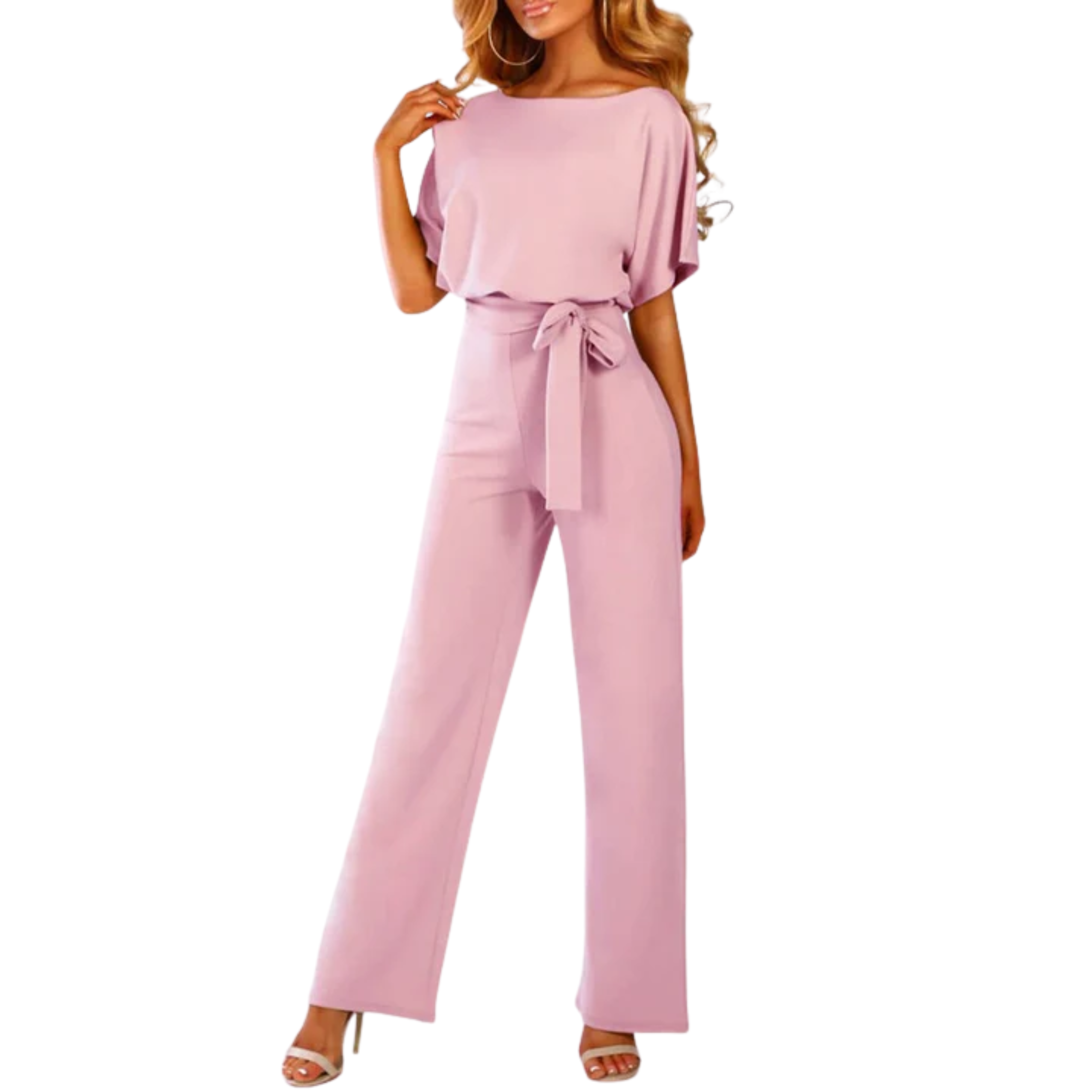 Combinaison femme jambe large — avec ceinture et manches courtes — plage