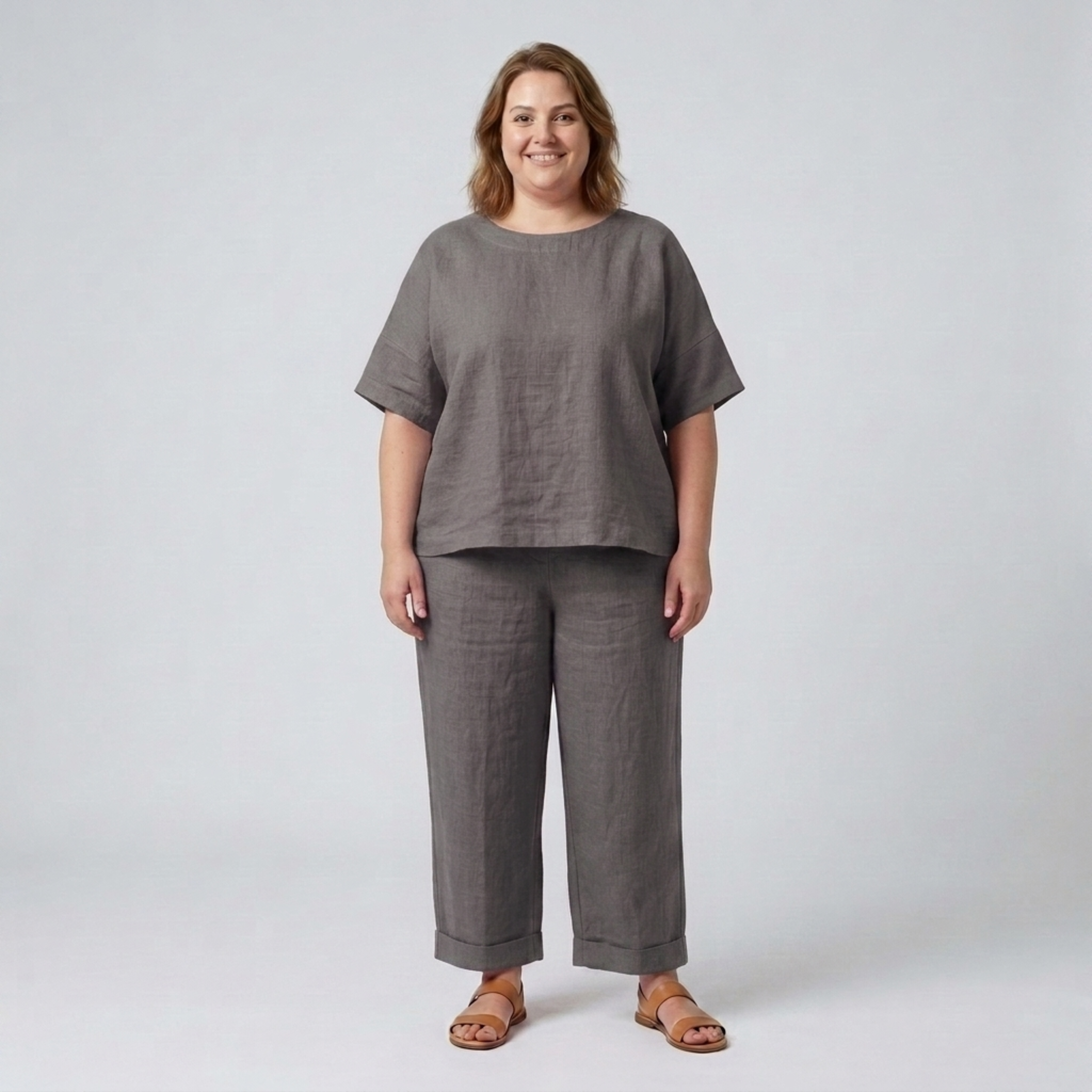 Ensemble pantalon grande taille en coton pour femme