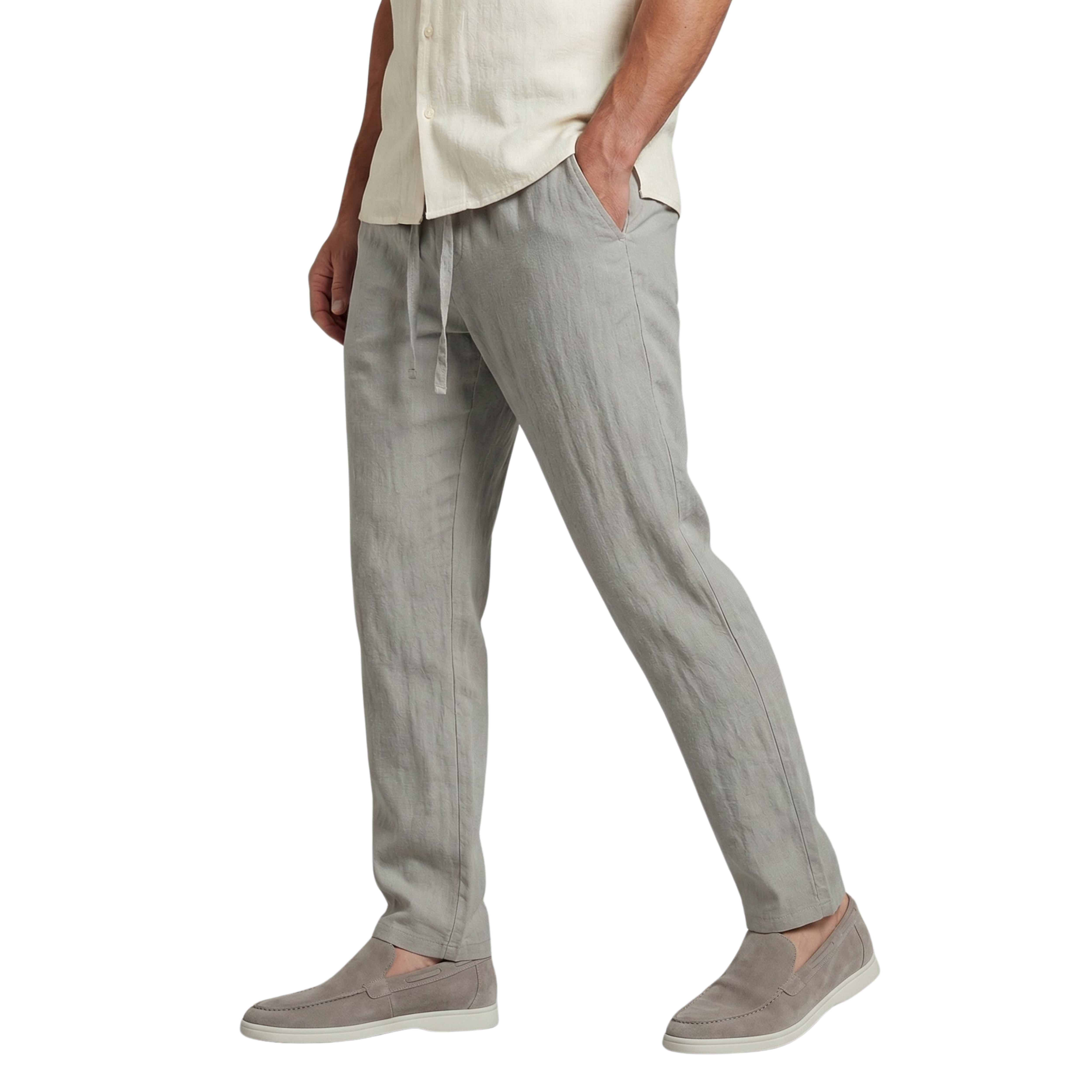 Pantalon large en lin homme — mélange coton — vacances et été